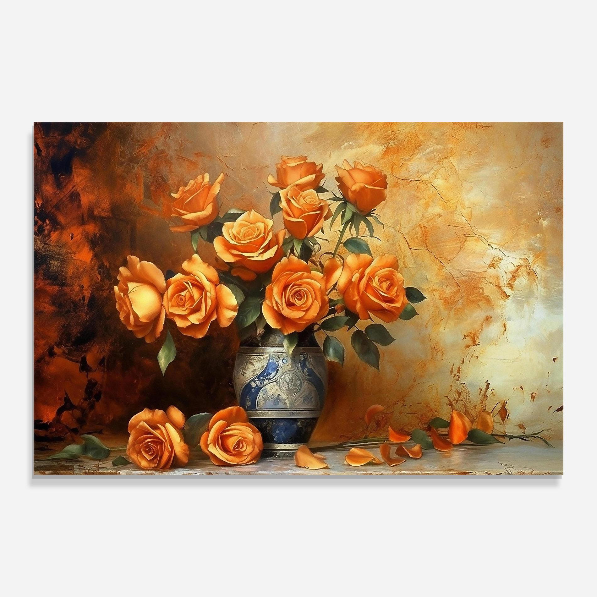 Üvegkép Pretty Orange Rose Vase mockup 0