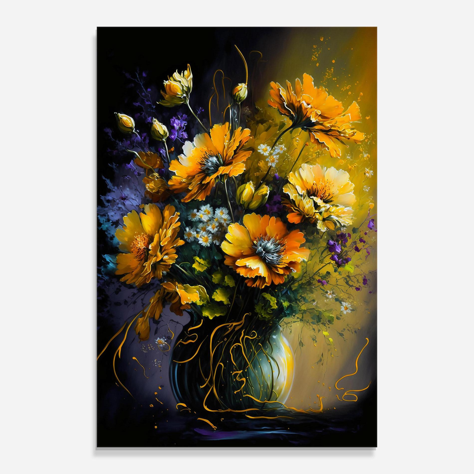 Üvegkép Yellow Flower Art Vase mockup 0