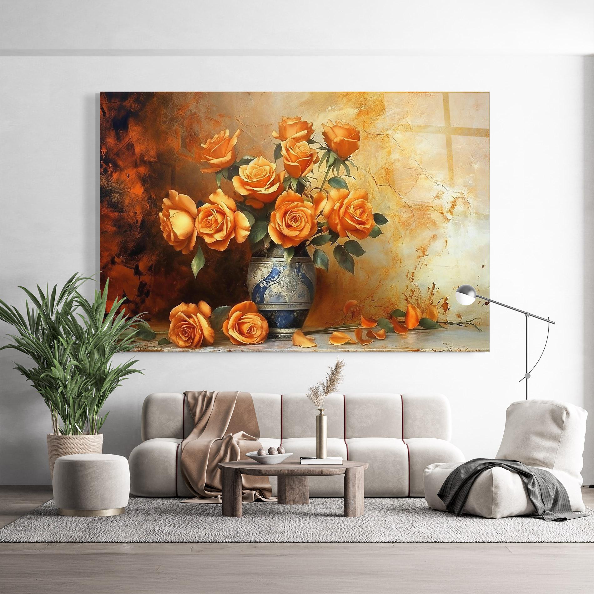 Üvegkép Pretty Orange Rose Vase mockup 9