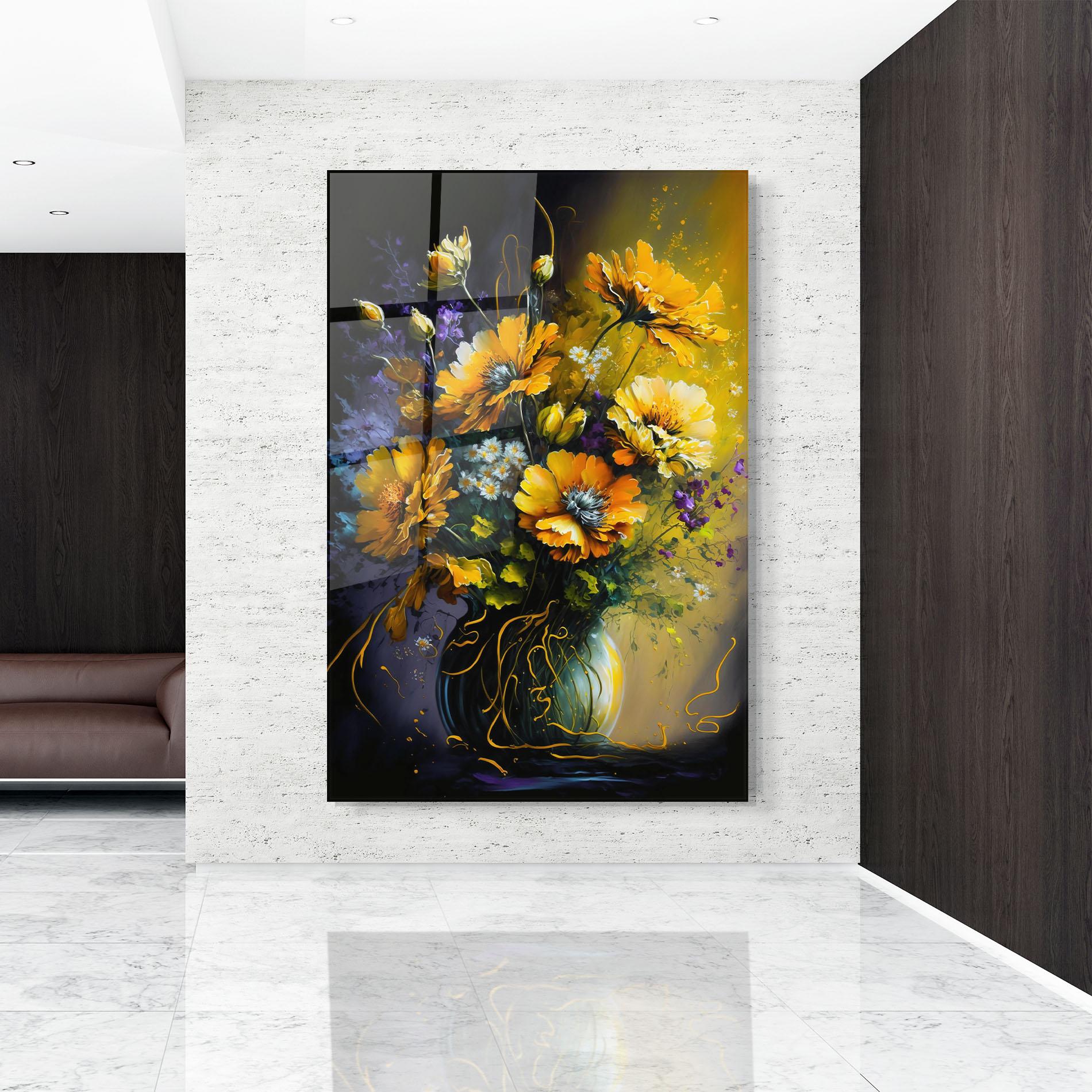Üvegkép Yellow Flower Art Vase mockup 9