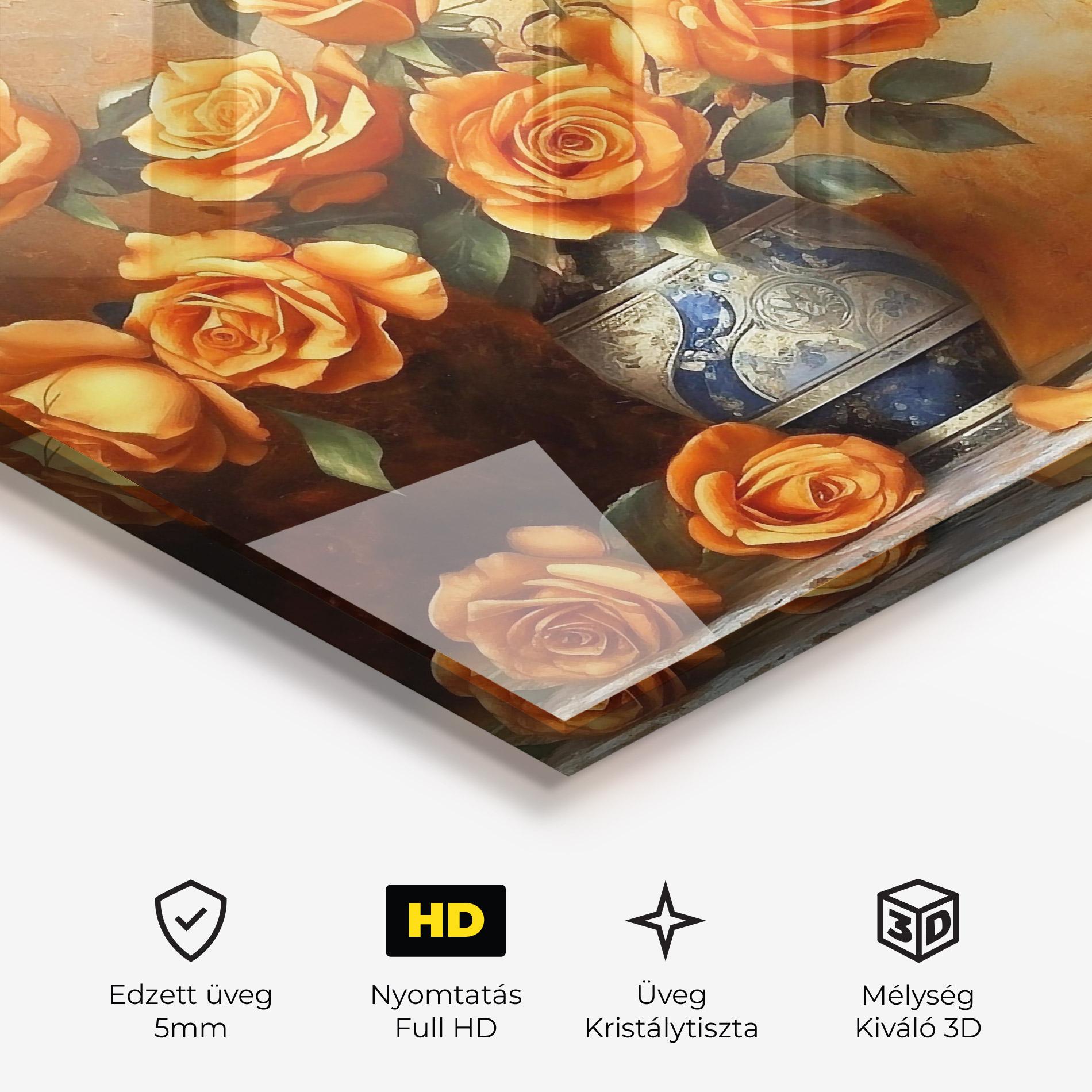 Üvegkép Pretty Orange Rose Vase mockup 3