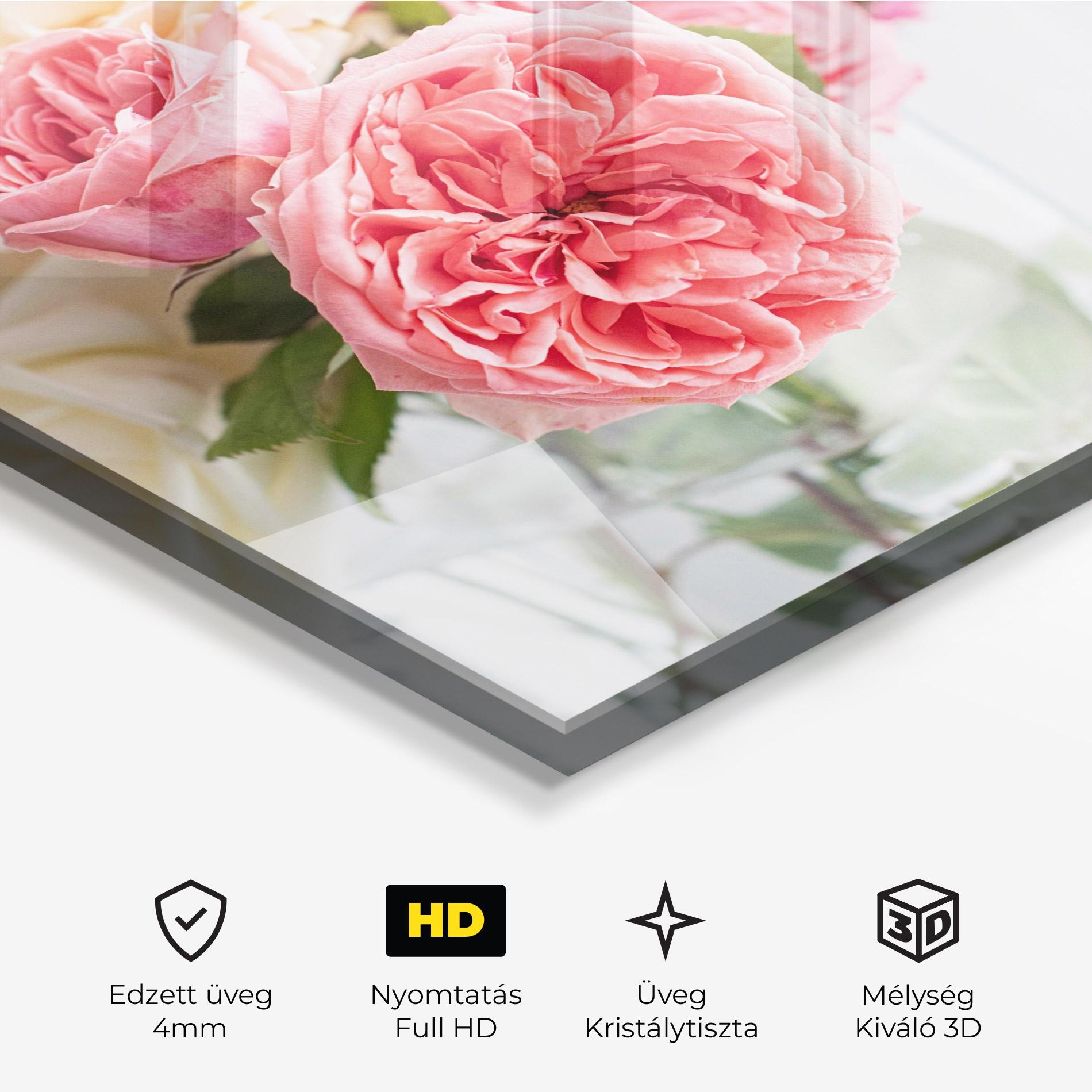 Üvegkép Pink Rose Vase mockup 3