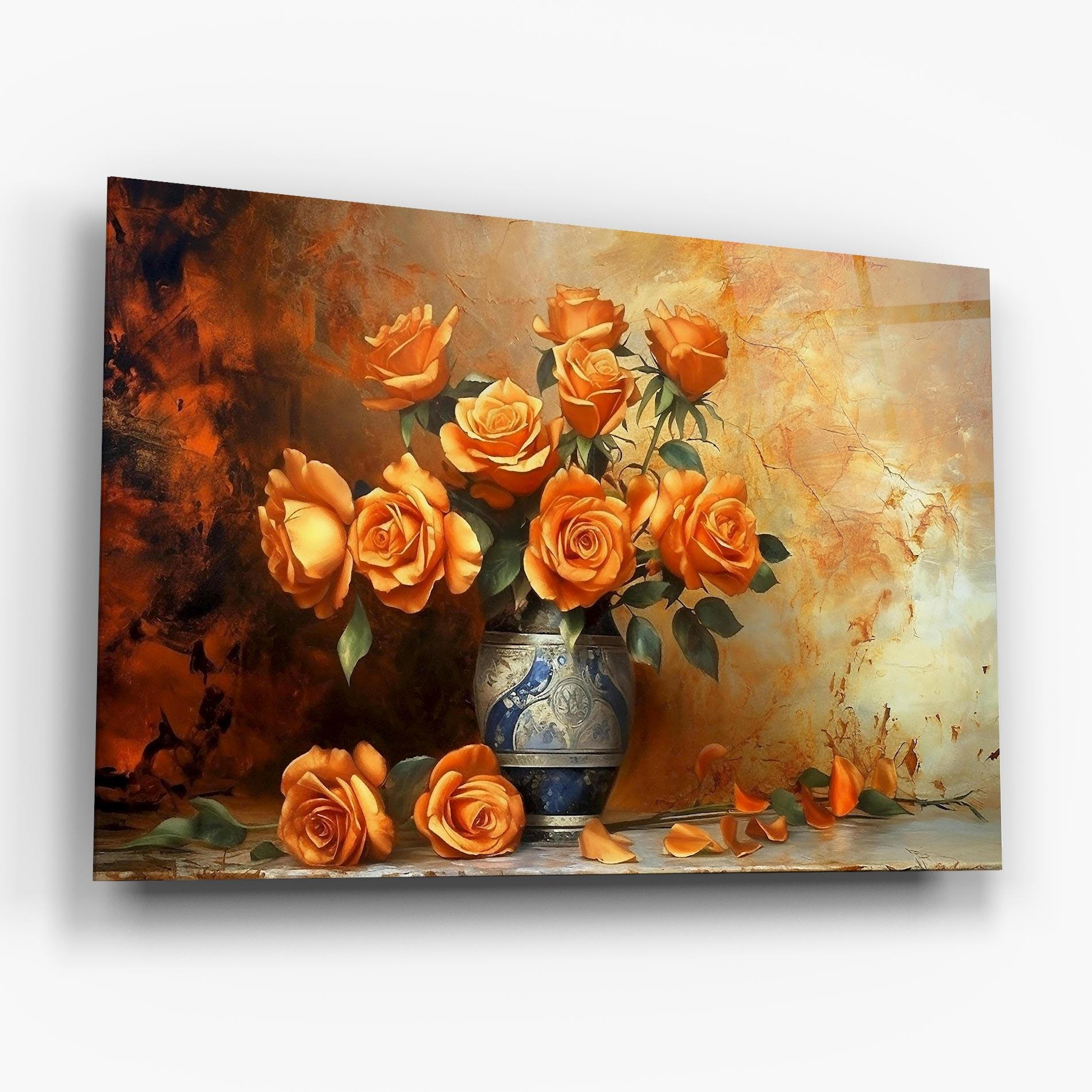 Üvegkép Pretty Orange Rose Vase mockup 6