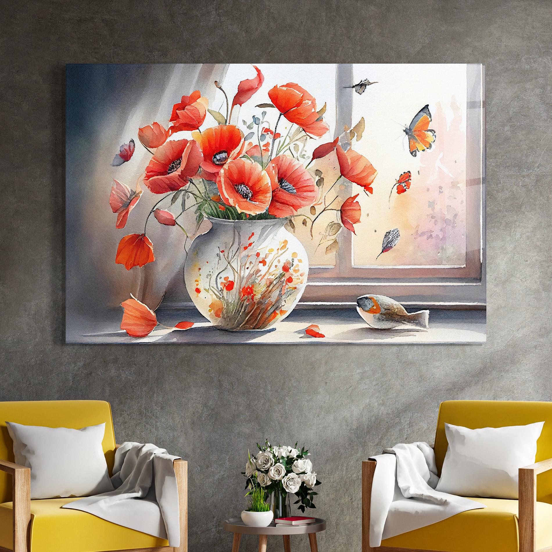 Üvegkép Poppies Vase mockup 4