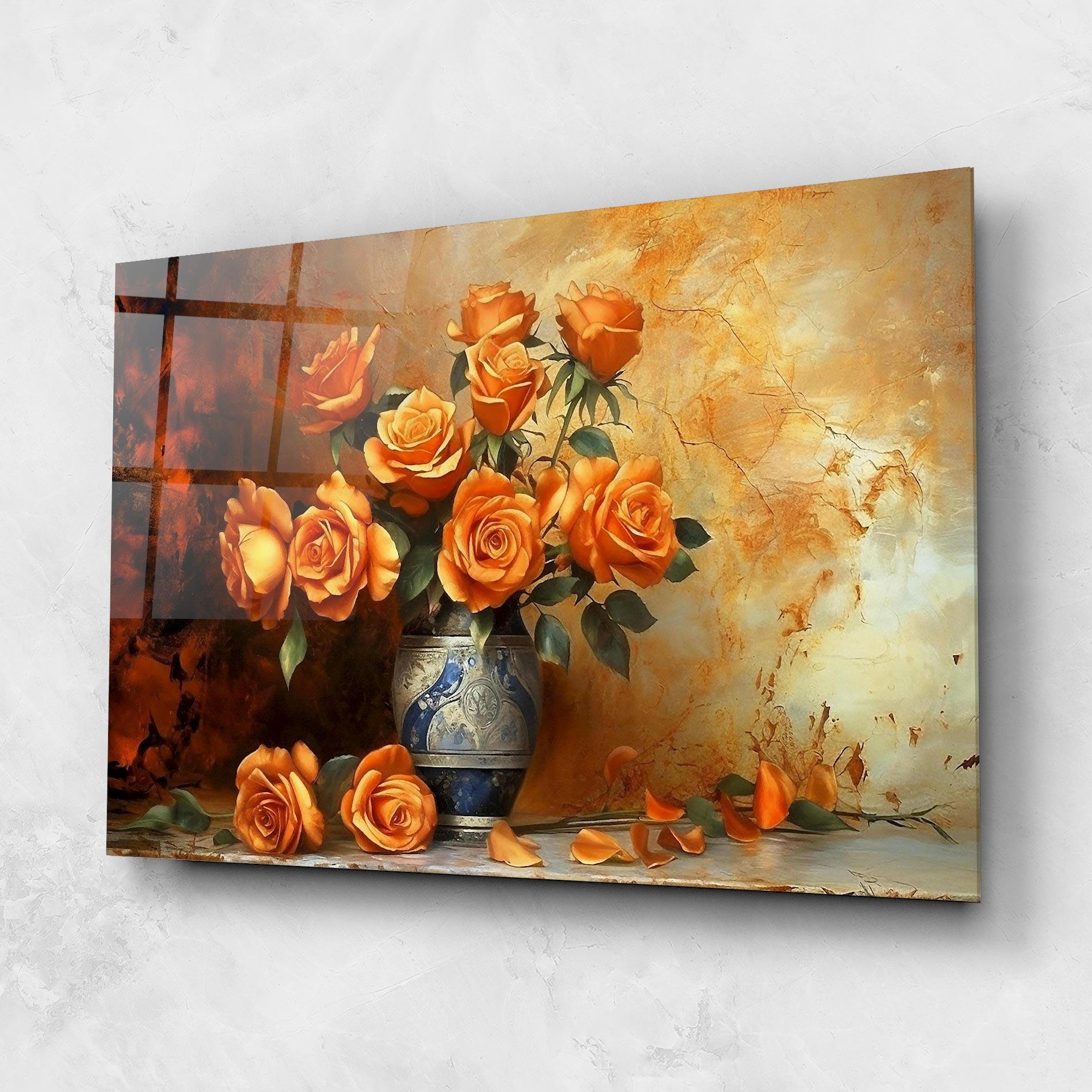 Üvegkép Pretty Orange Rose Vase mockup 1