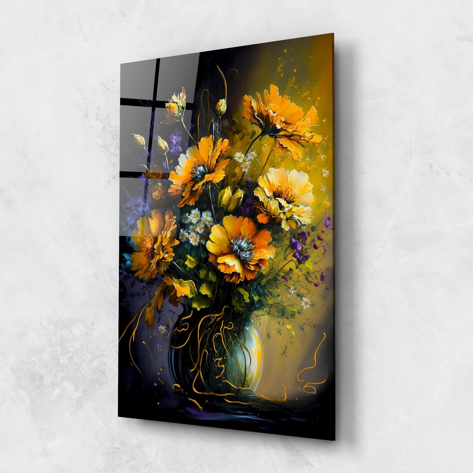 Üvegkép Yellow Flower Art Vase mockup 1