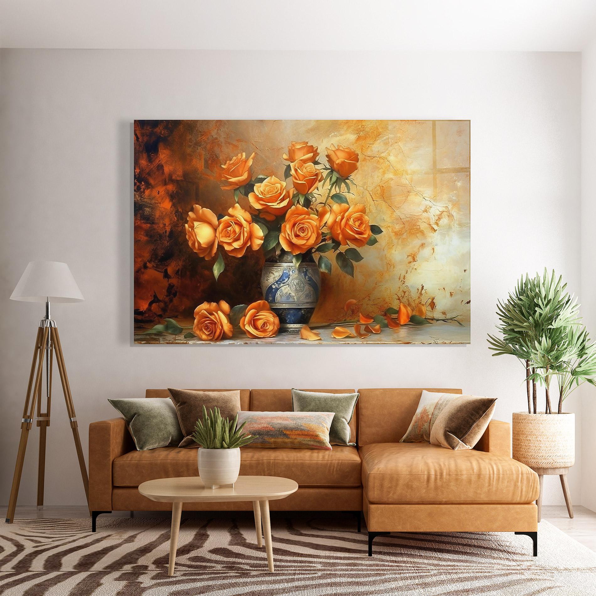 Üvegkép Pretty Orange Rose Vase mockup 7