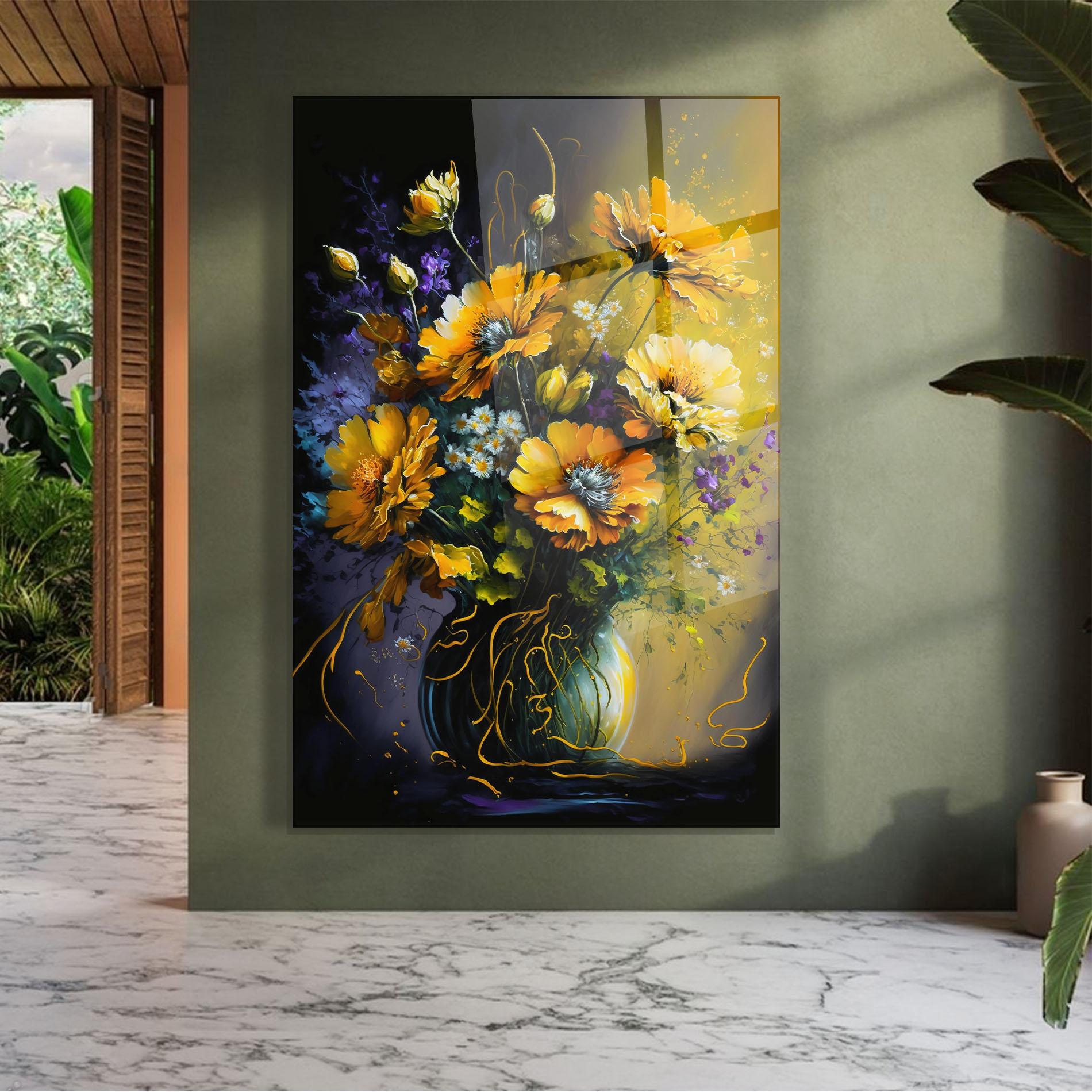 Üvegkép Yellow Flower Art Vase mockup 7