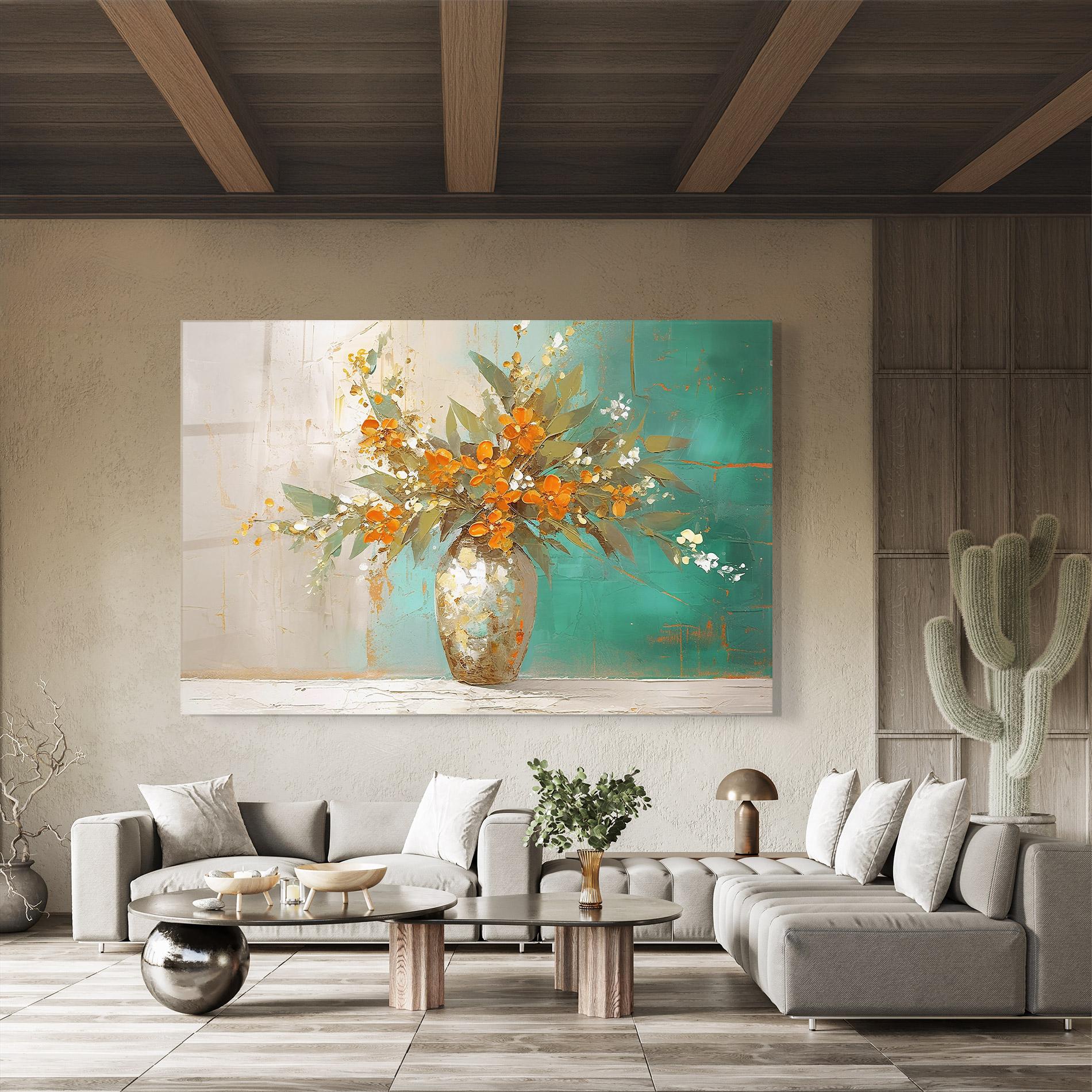 Üvegkép Grey Vase Orange mockup 8