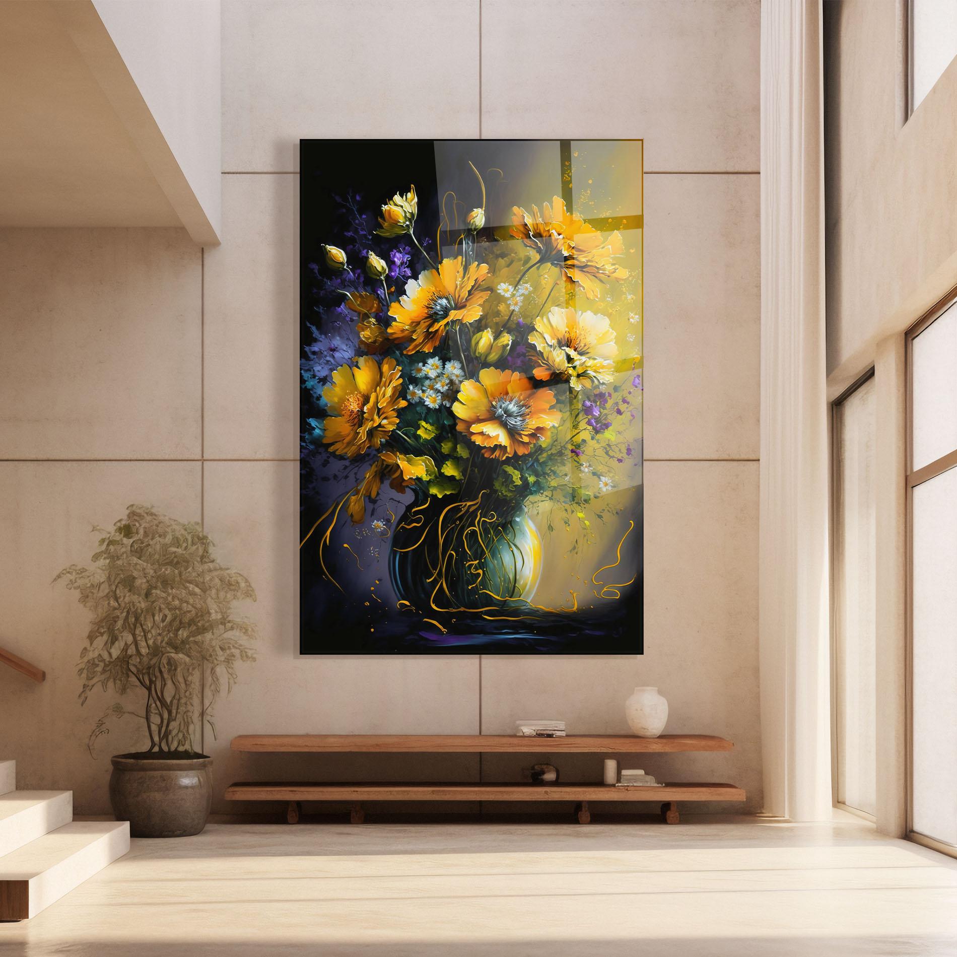 Üvegkép Yellow Flower Art Vase mockup 8