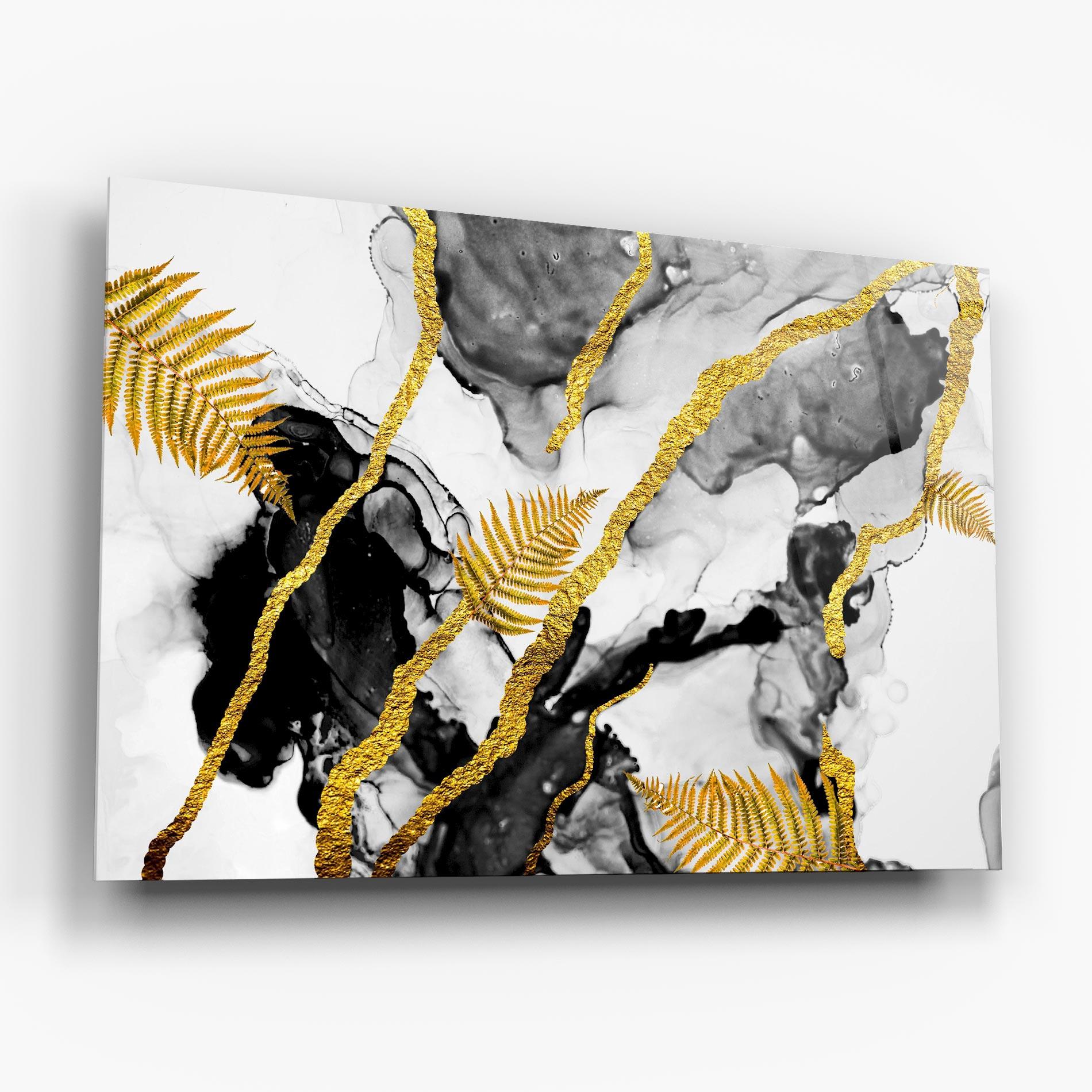 Üvegkép Abstract Golden Leaves mockup 6