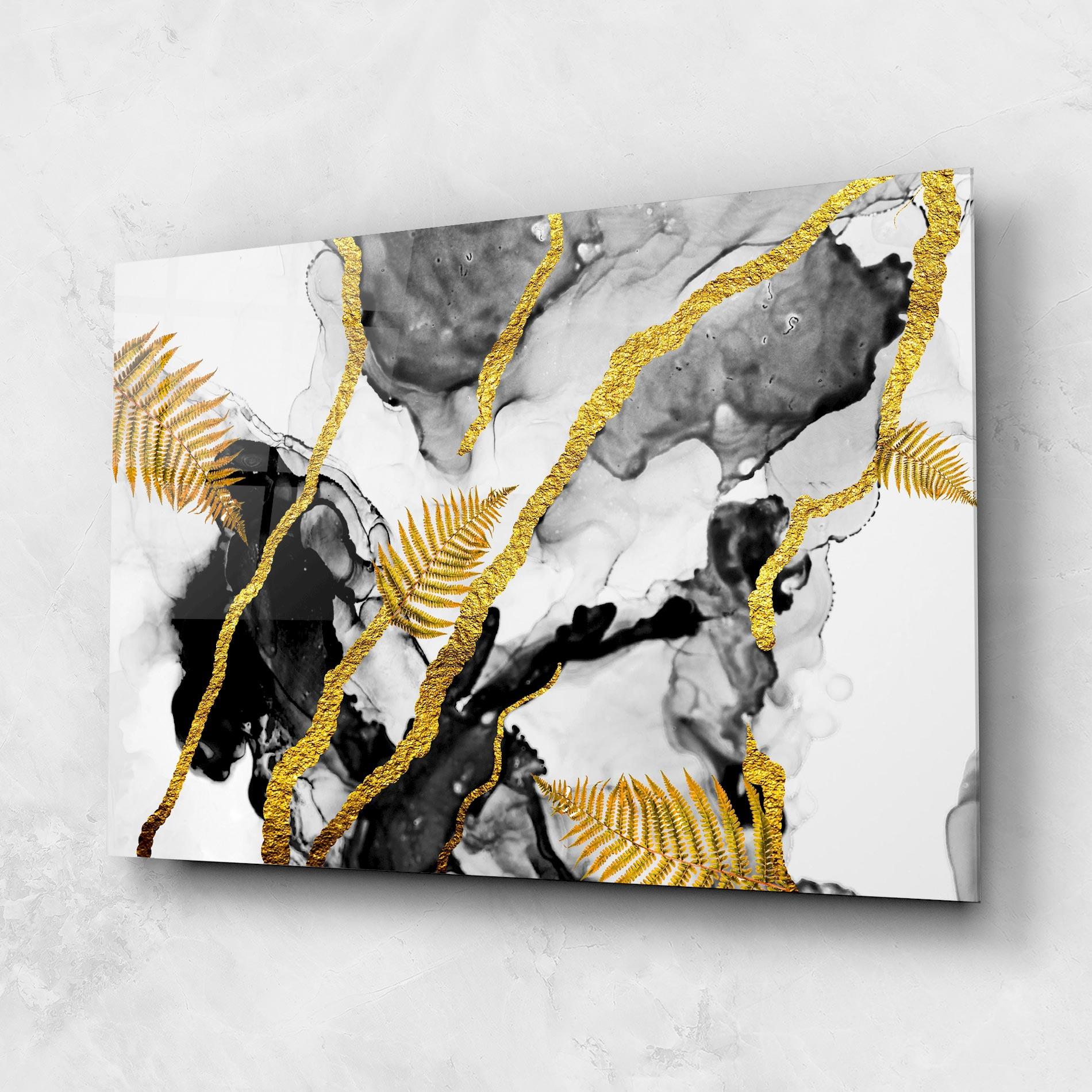 Üvegkép Abstract Golden Leaves mockup 1