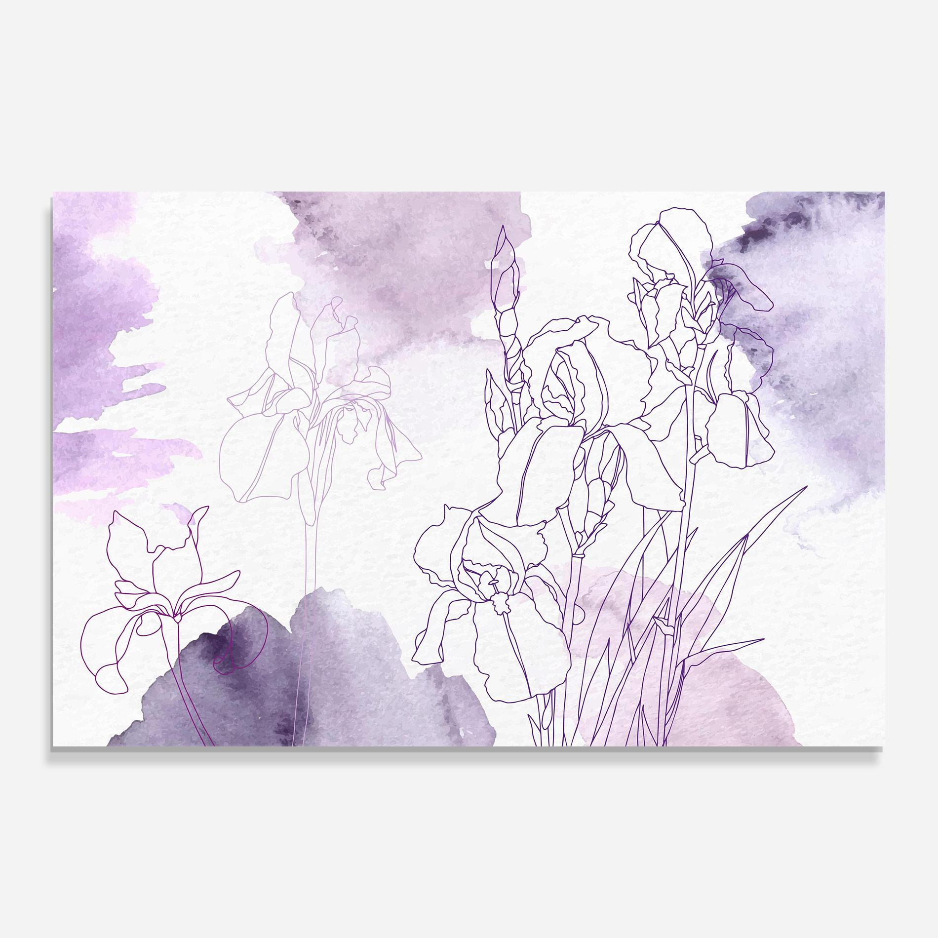 Üvegkép Iris Purple Watercolor mockup 0