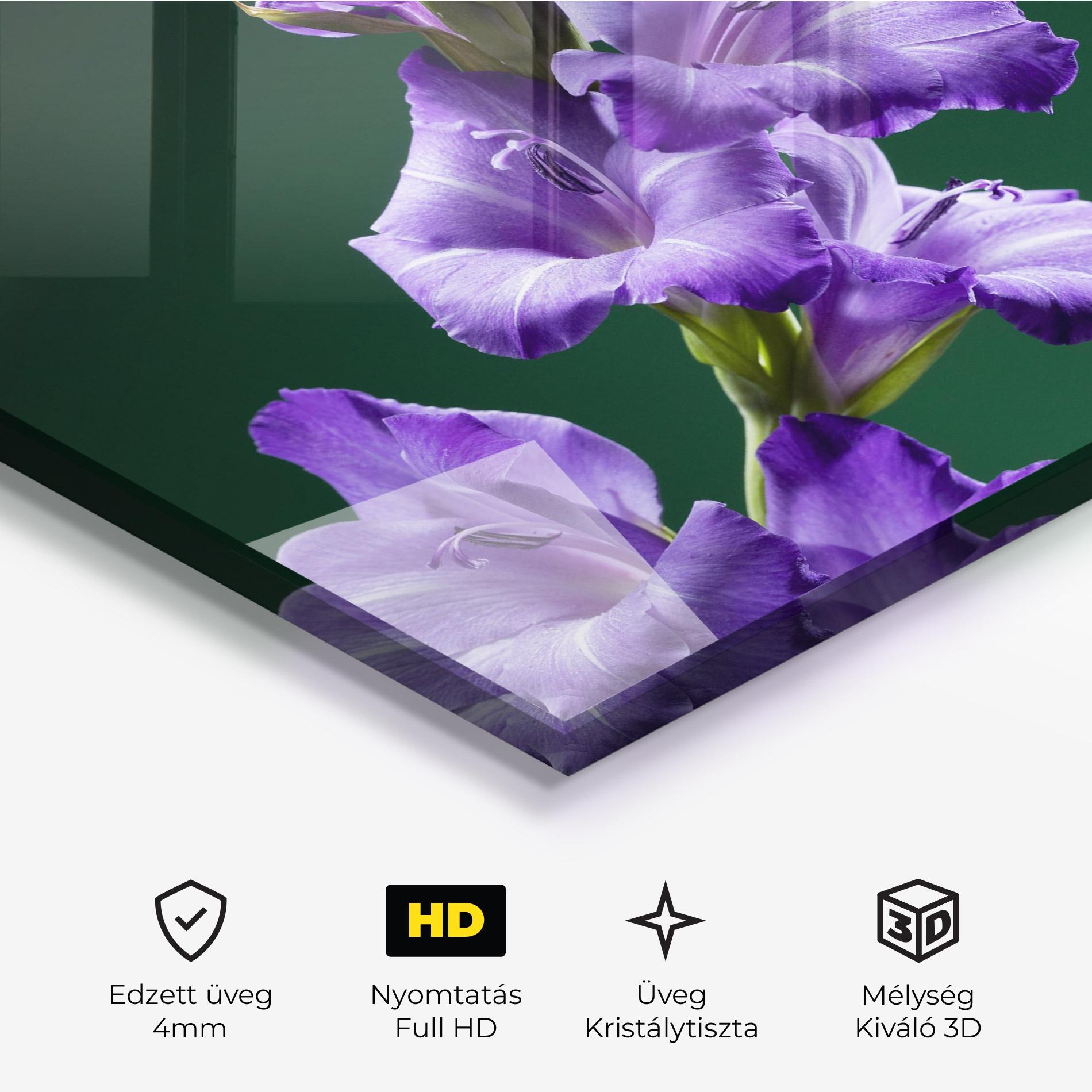 Üvegkép Iris On Green mockup 3