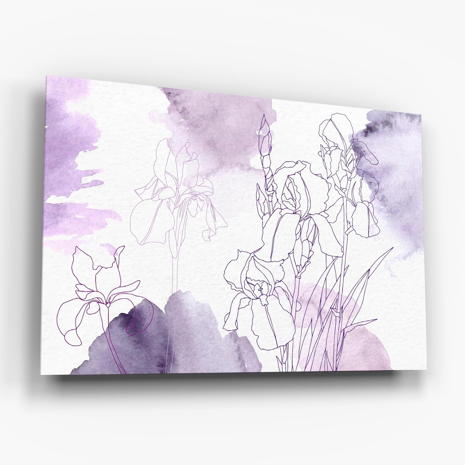 Üvegkép Iris Purple Watercolor mockup 6