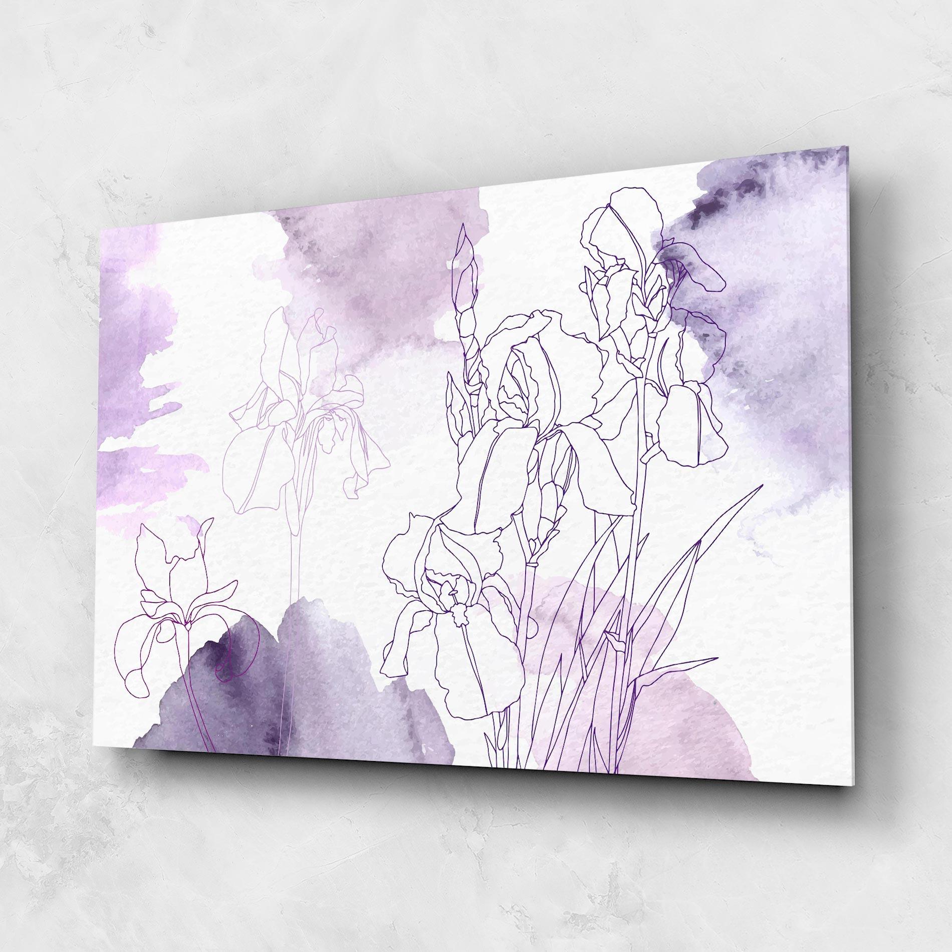 Üvegkép Iris Purple Watercolor mockup 1