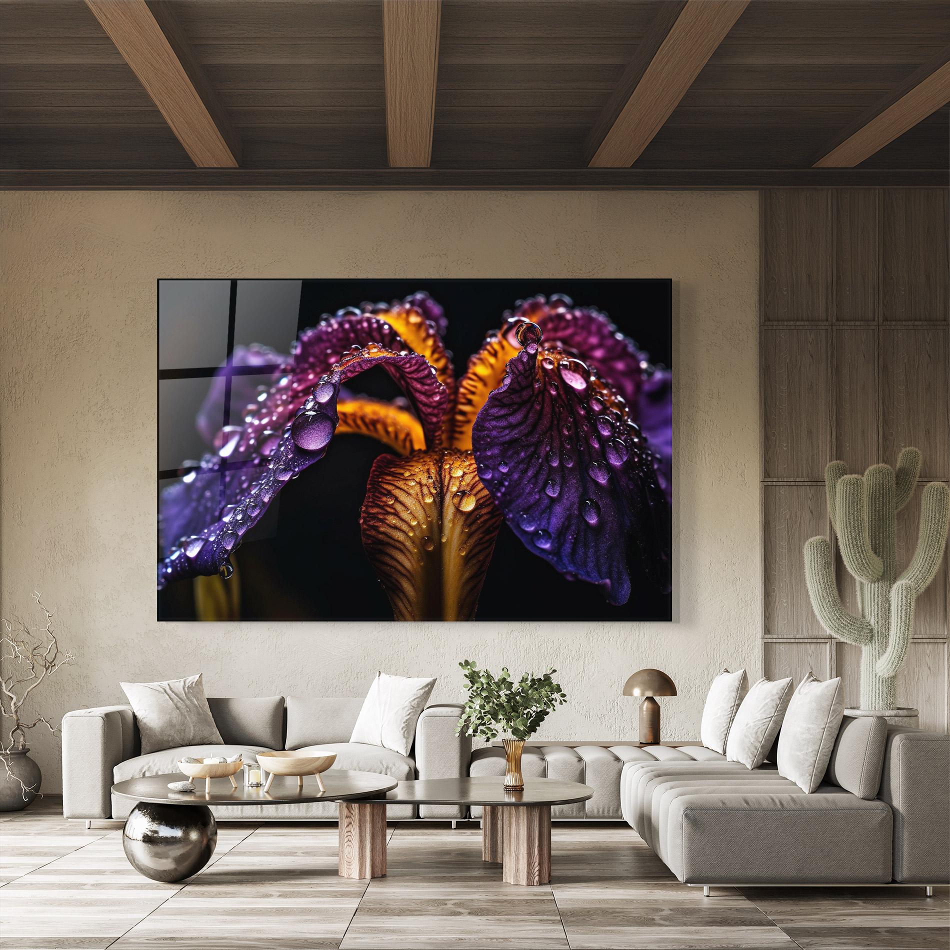 Üvegkép Dark Iris After Rain mockup 8