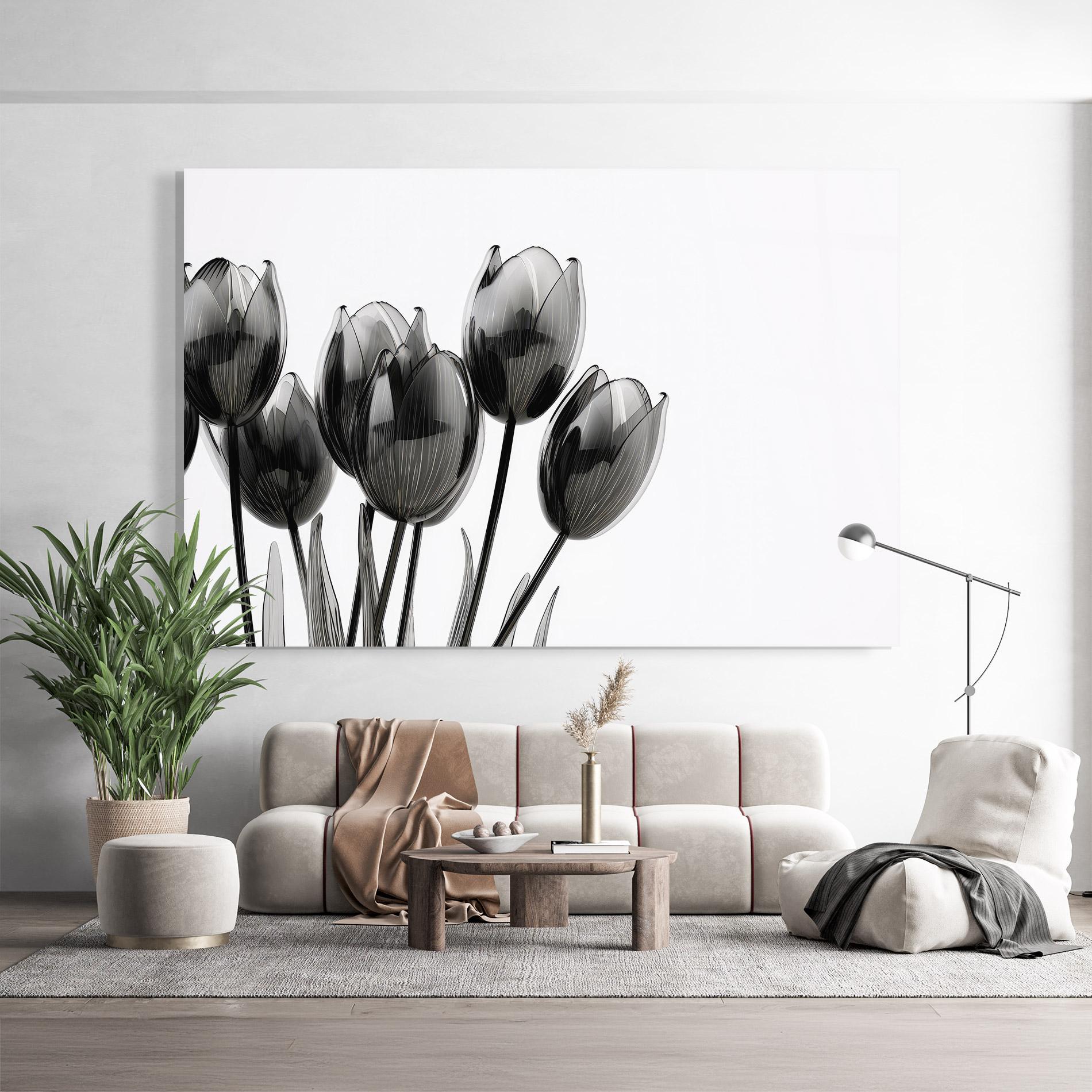 Üvegkép Black Glass Tulips mockup 9