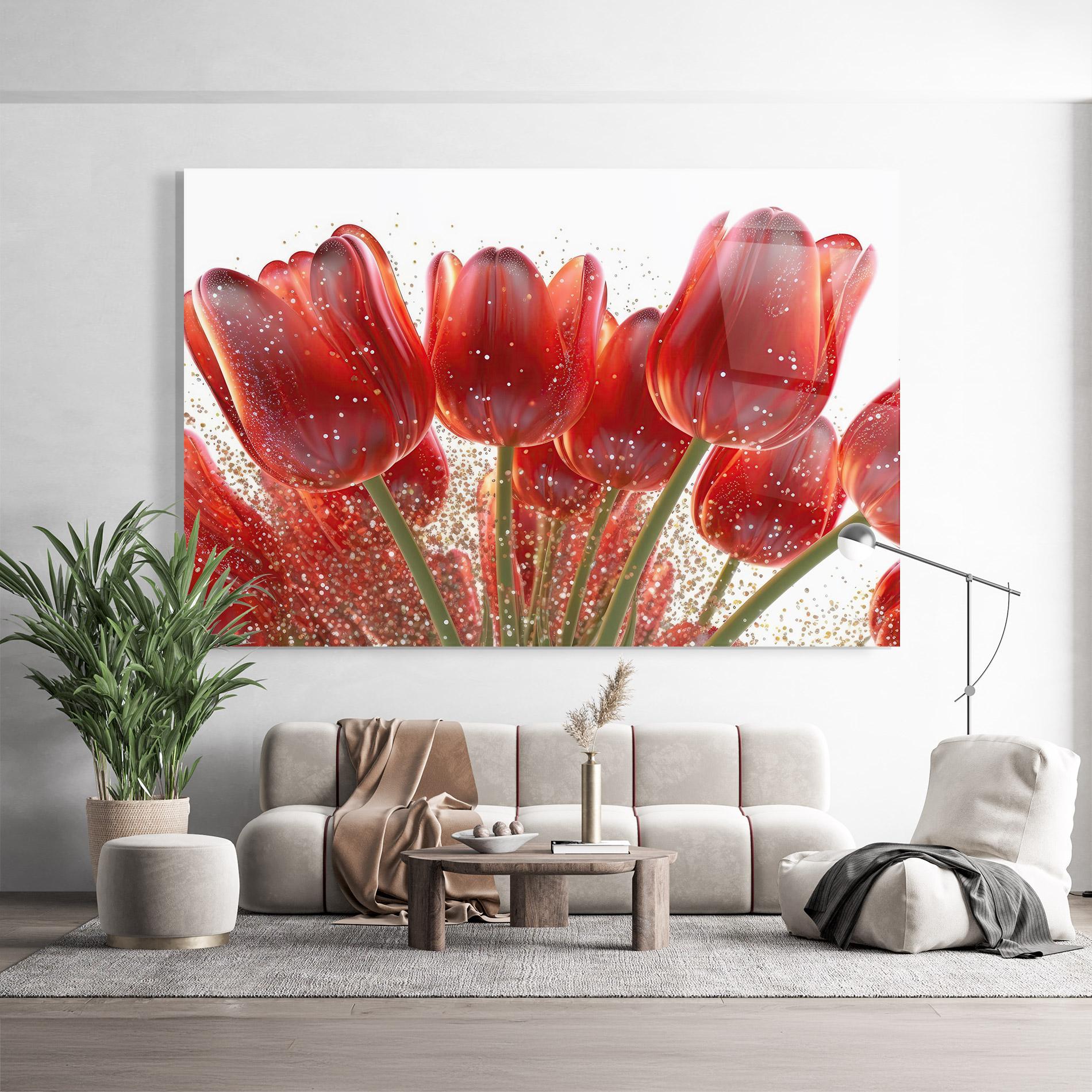 Üvegkép Glitter Red Tulips mockup 9