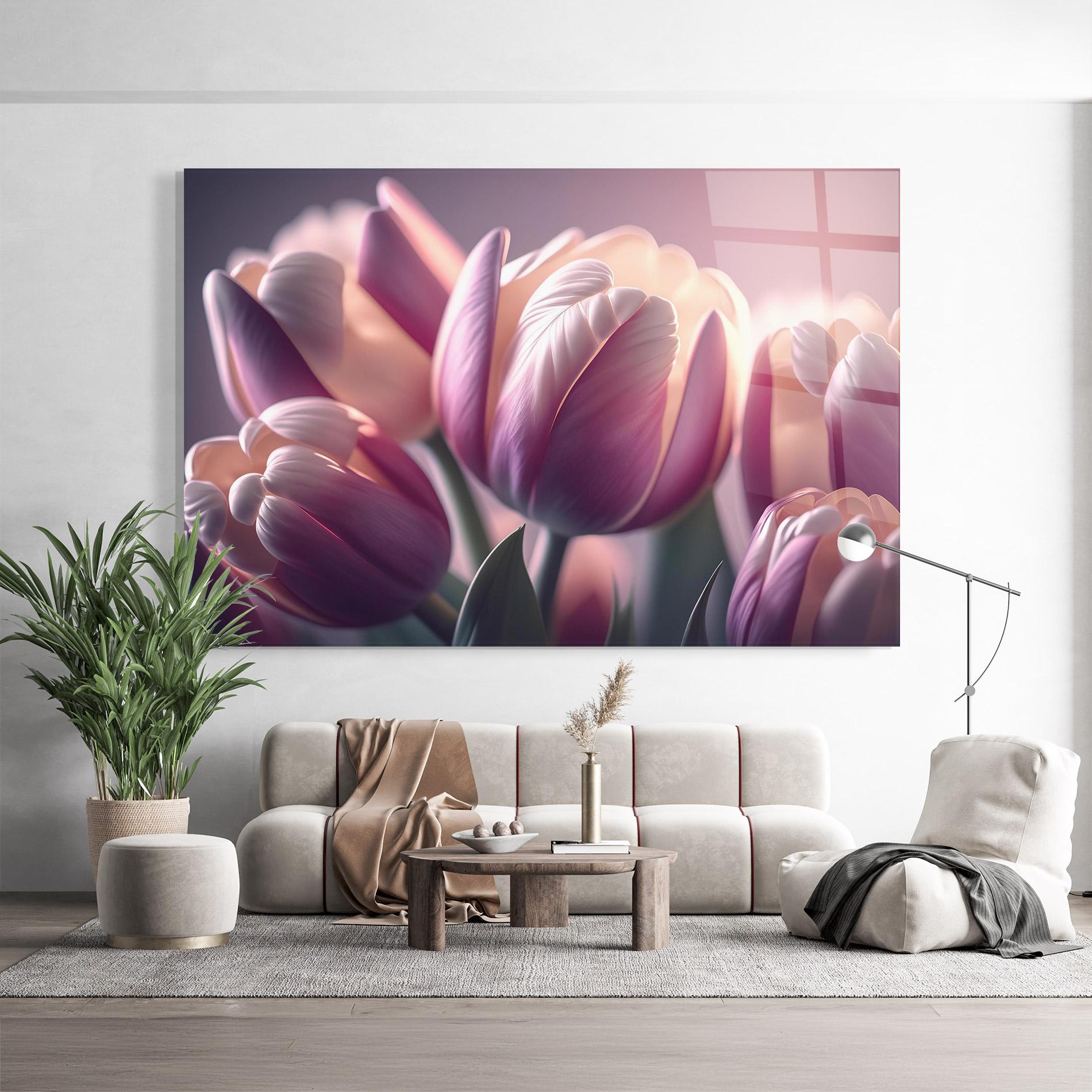 Üvegkép Pastel Pink Tulips mockup 9