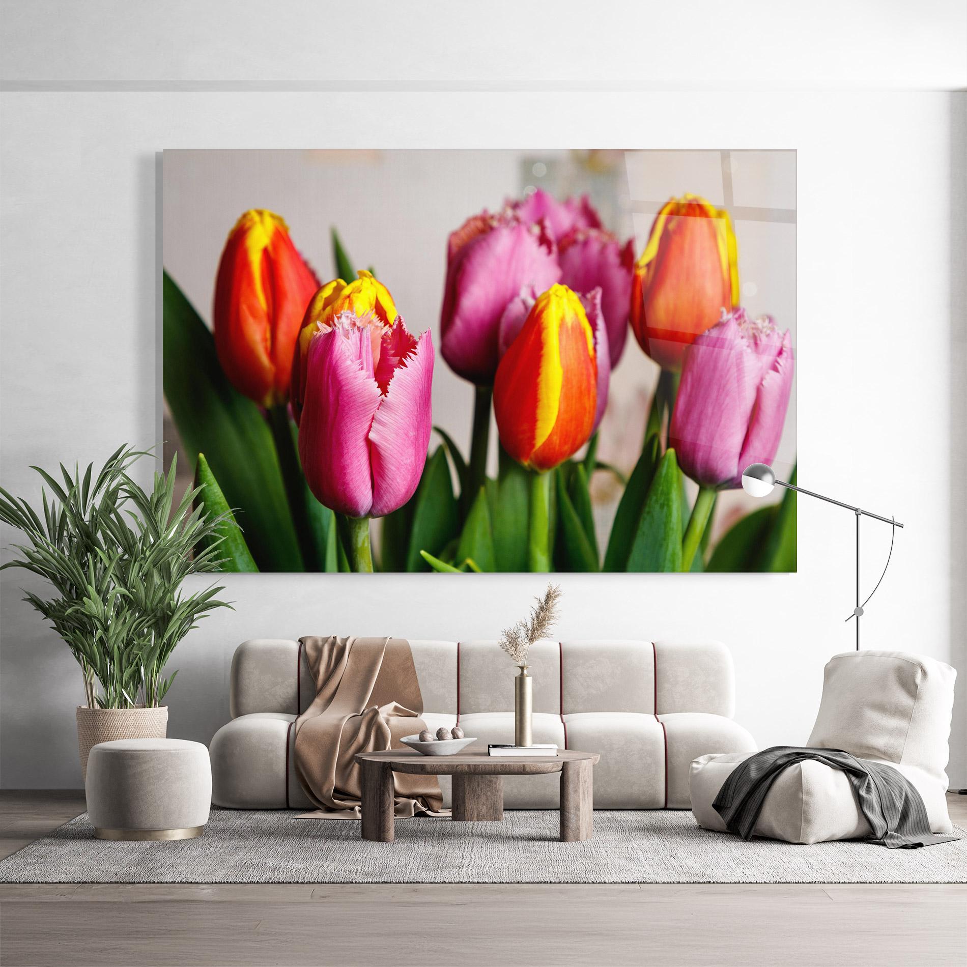 Üvegkép Pink Orange Tulips mockup 9