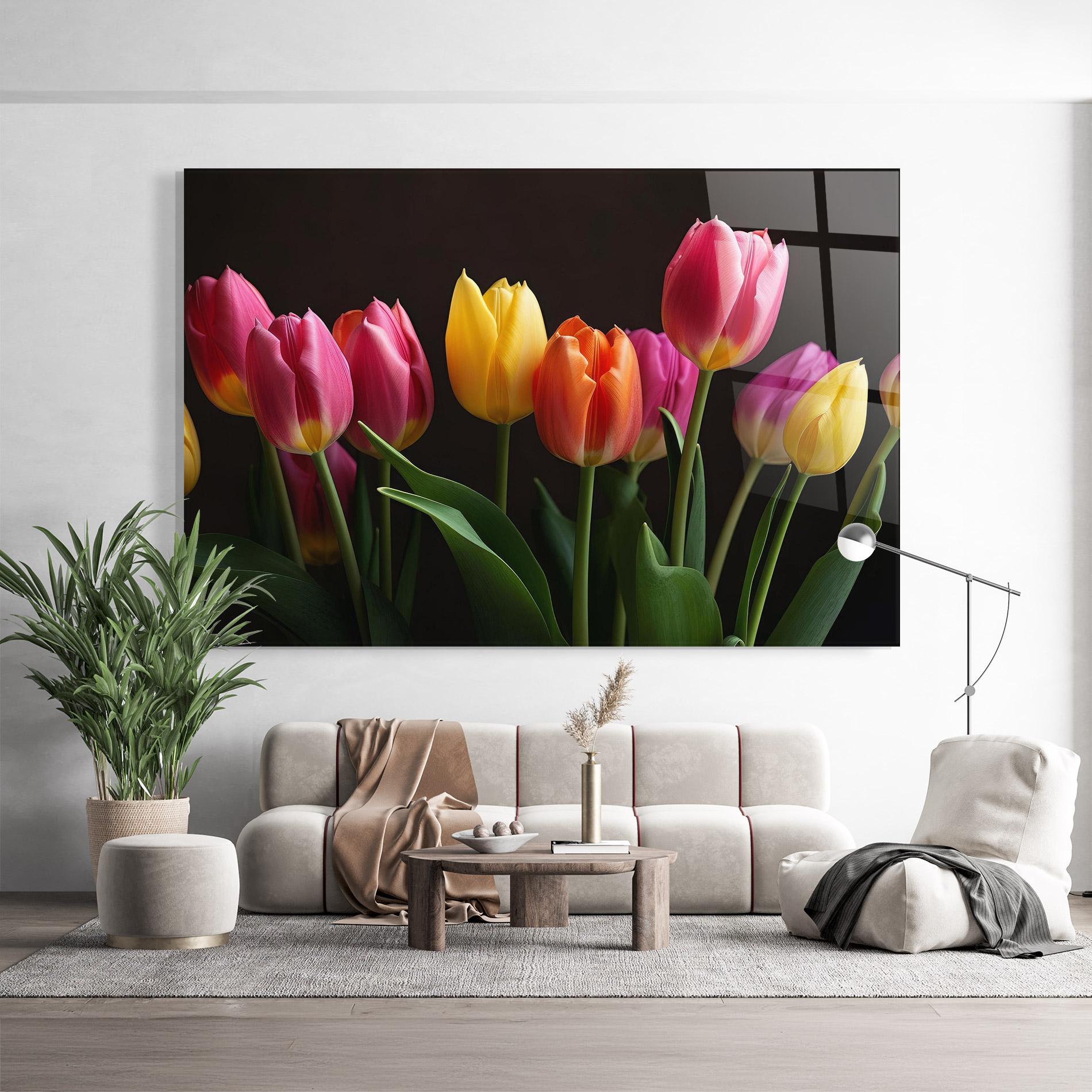 Üvegkép Purple Yellow Tulips mockup 9
