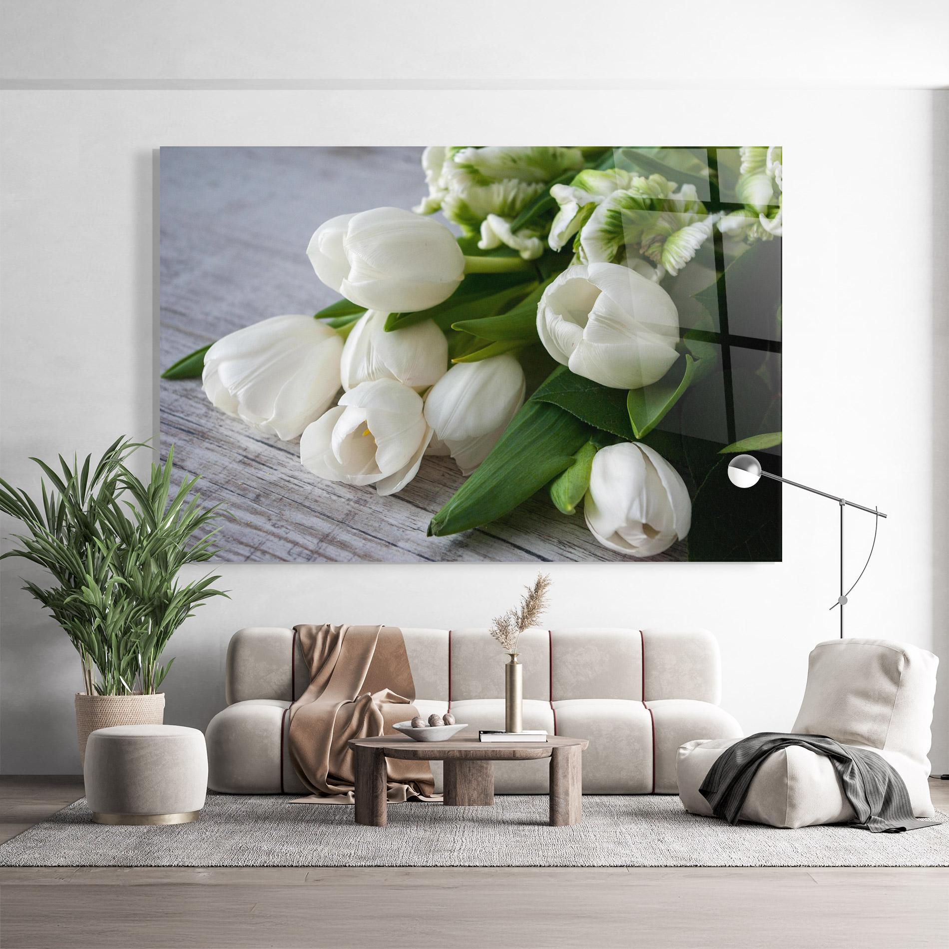 Üvegkép White Tulips Bouquet mockup 9
