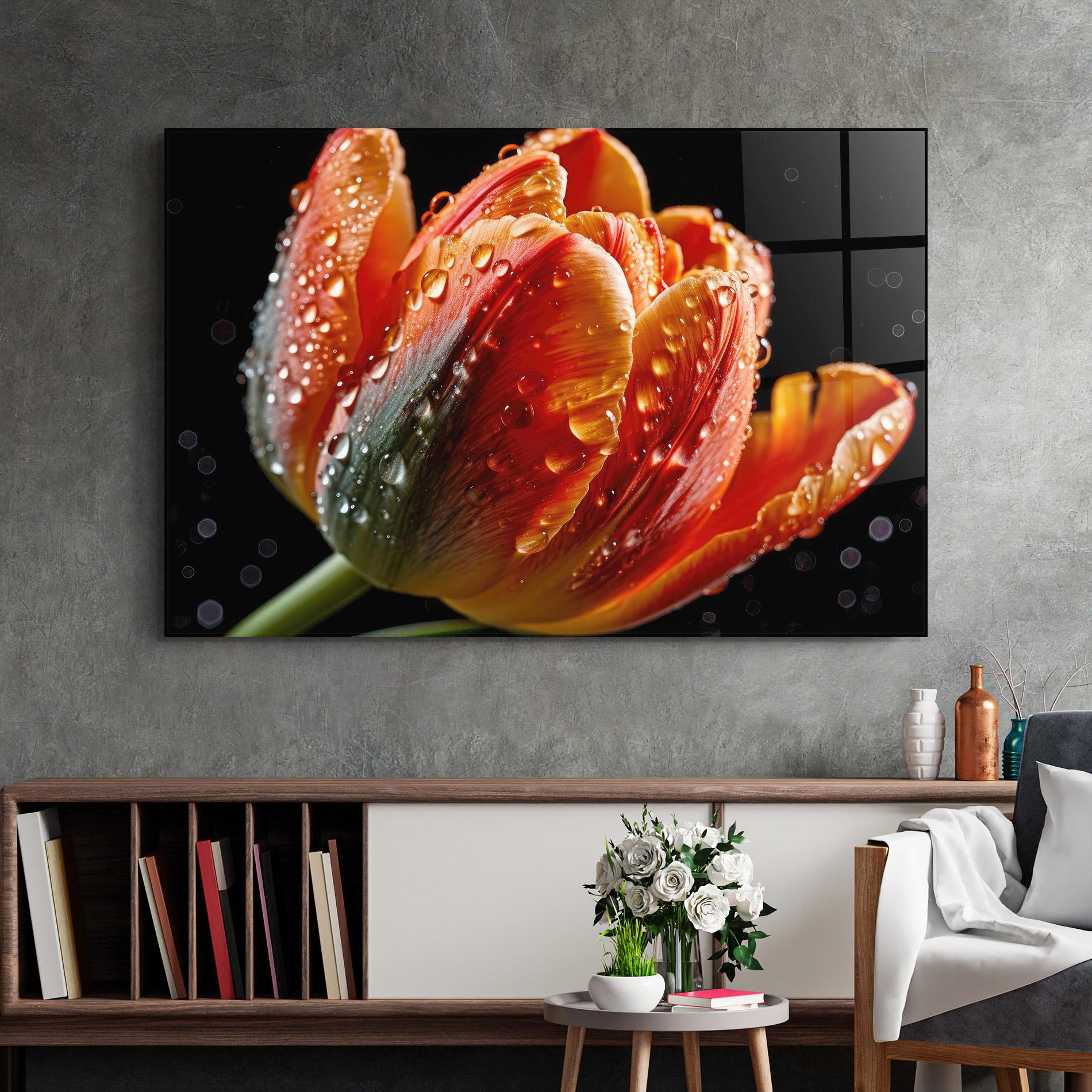 Üvegkép Big Wet Orange Tulip mockup 2