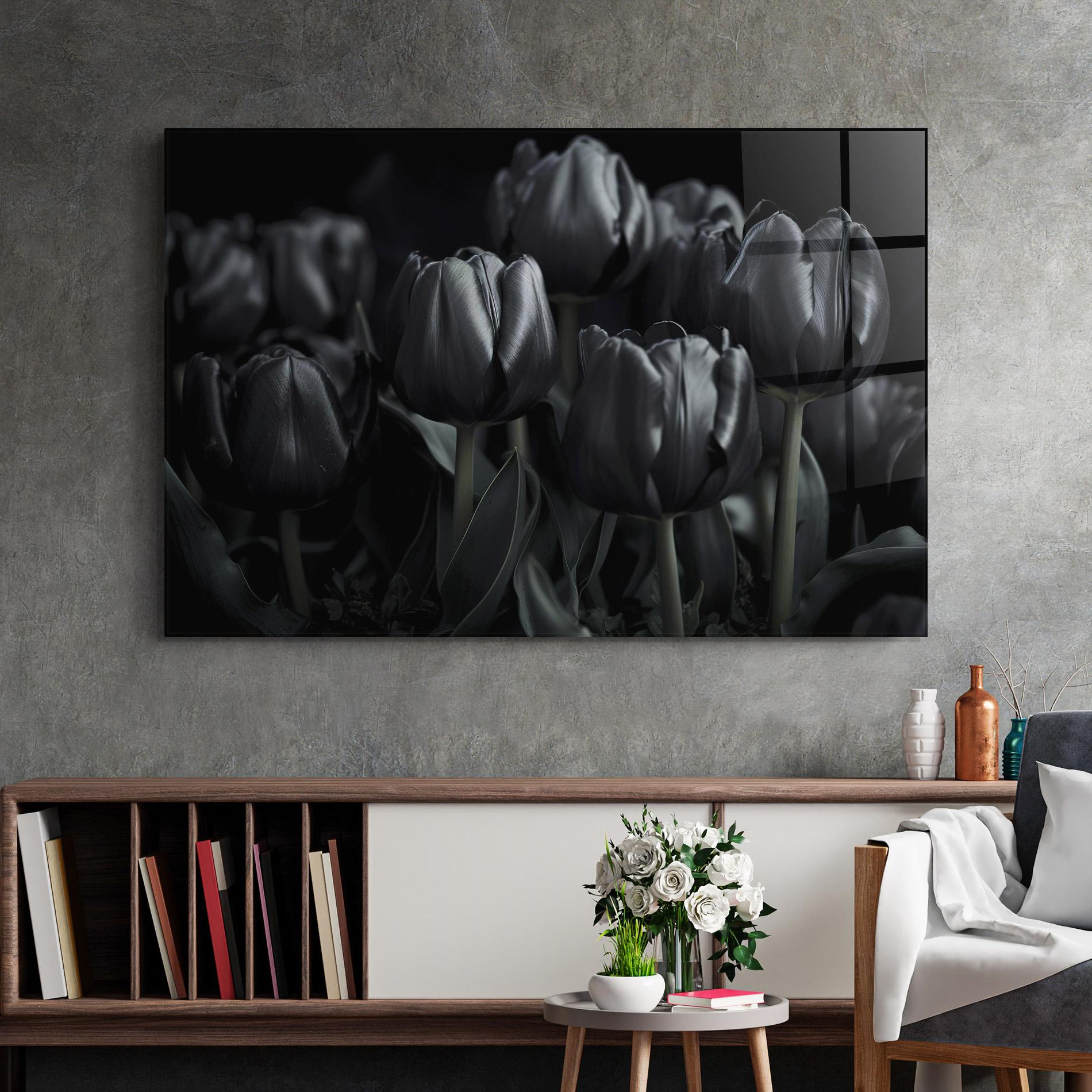 Üvegkép Black Tulips mockup 2