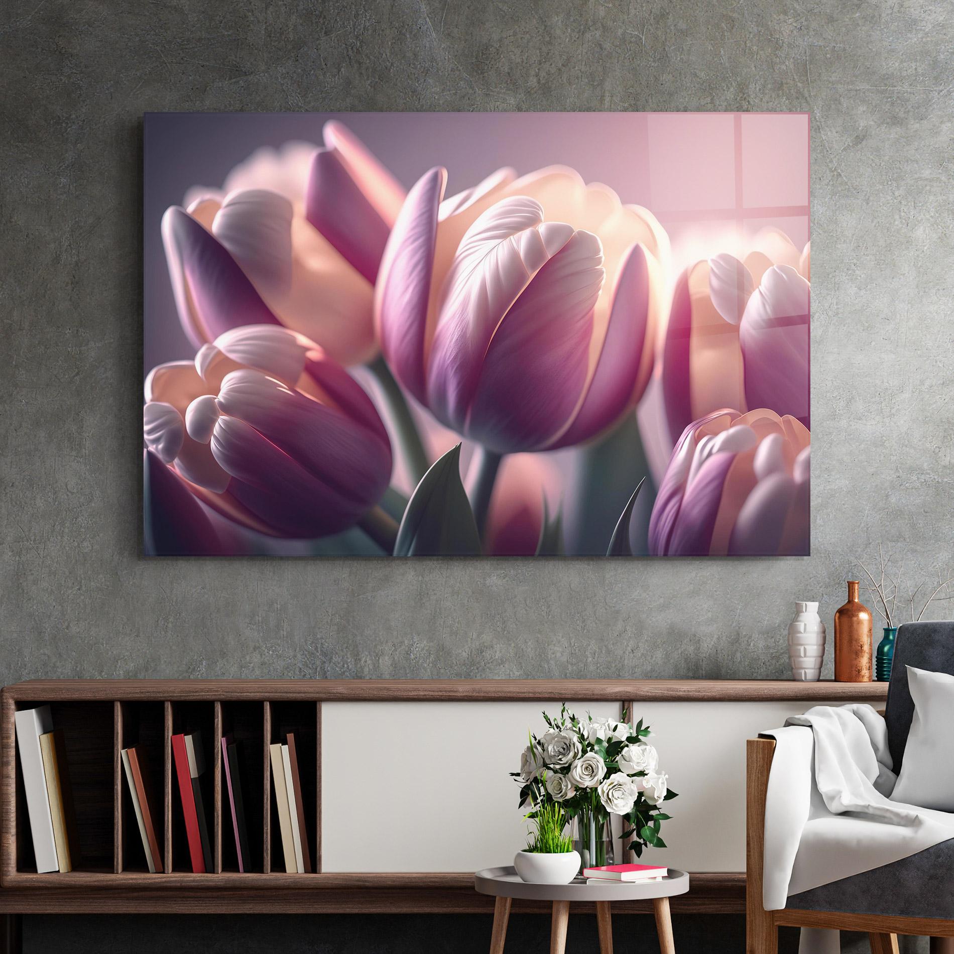 Üvegkép Pastel Pink Tulips mockup 2