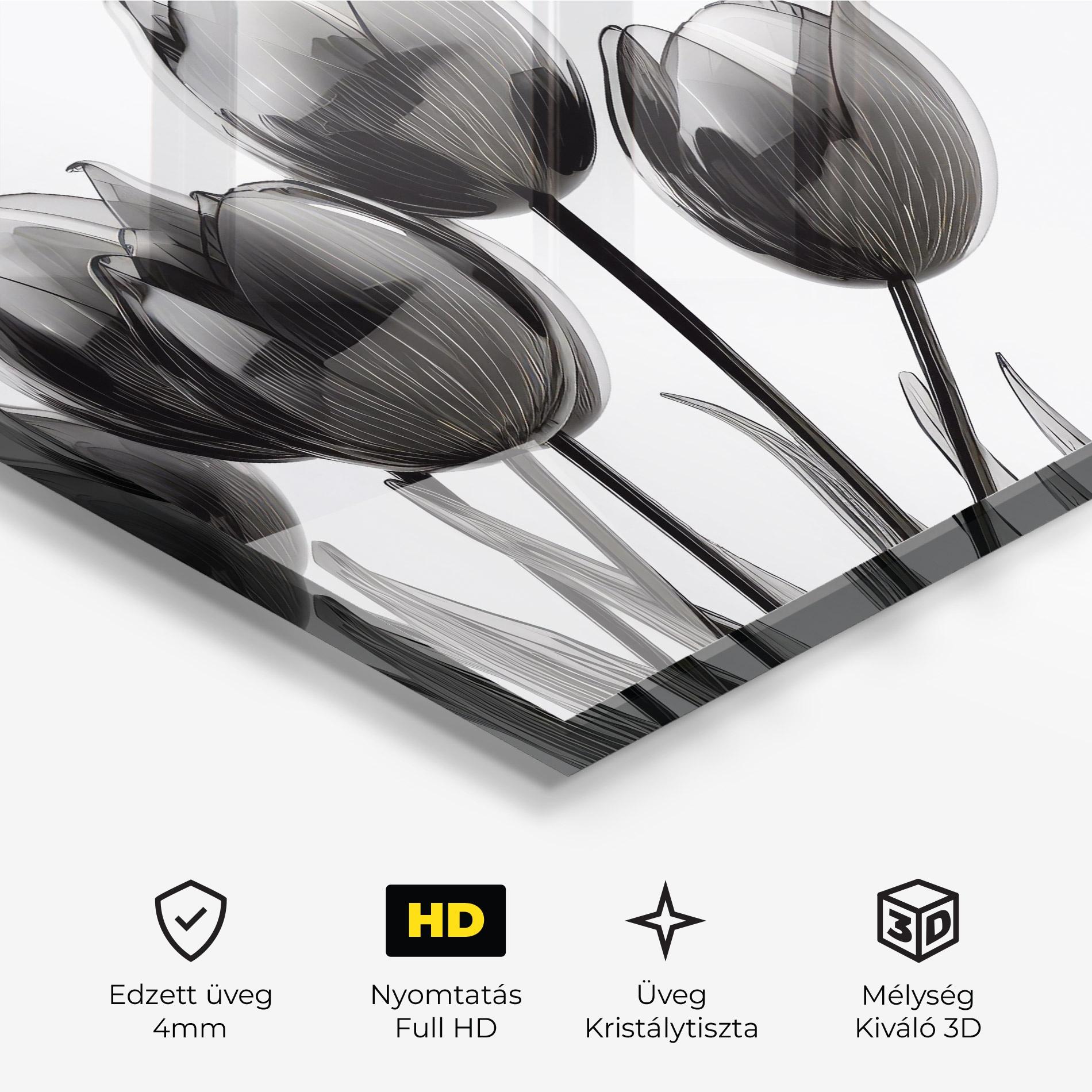 Üvegkép Black Glass Tulips mockup 3
