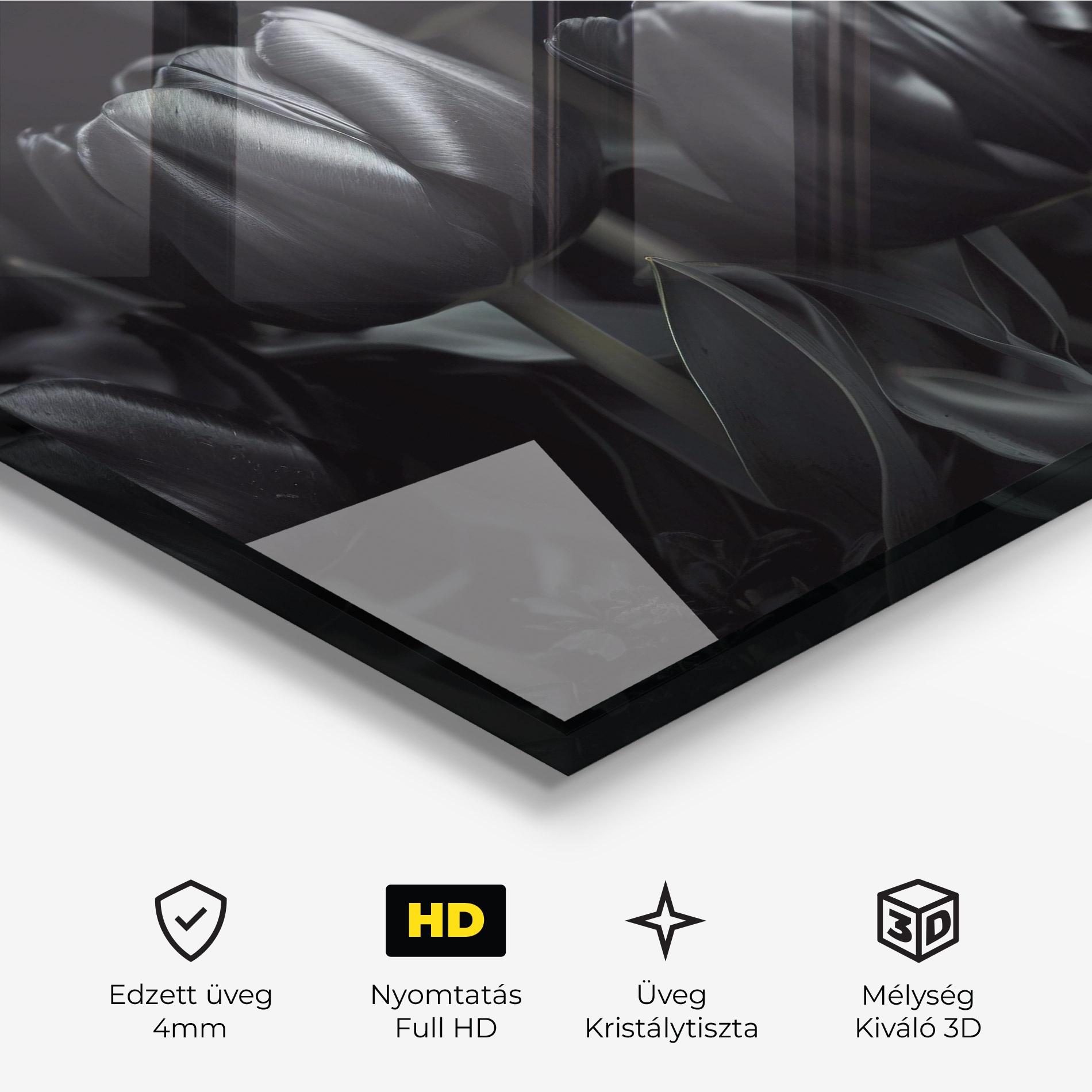 Üvegkép Black Tulips mockup 3