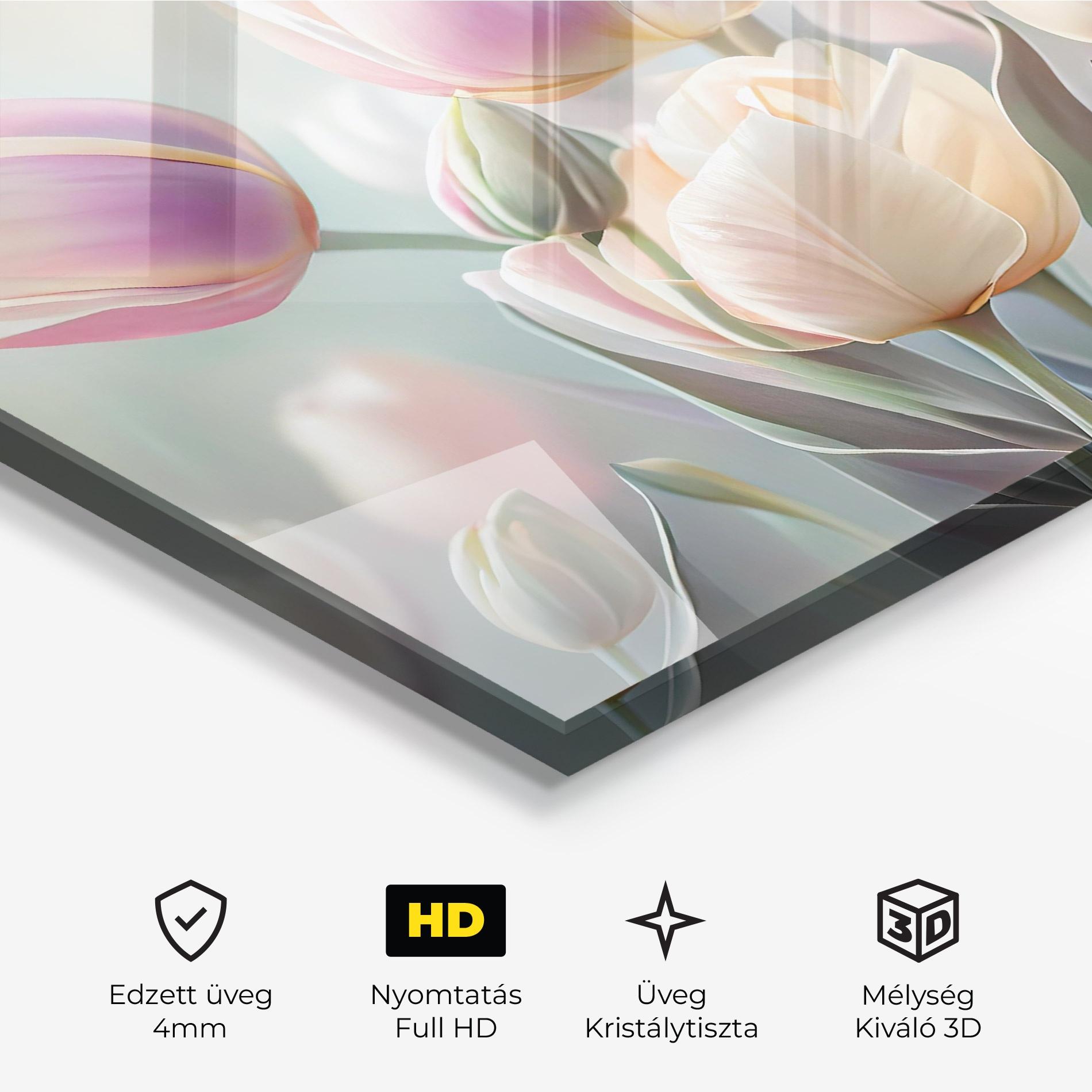 Üvegkép Dreamy White Tulips mockup 3