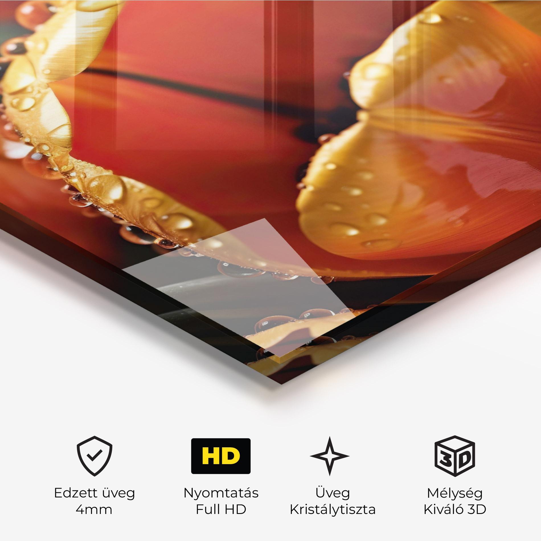 Üvegkép Orange Tulip Water Drops mockup 3