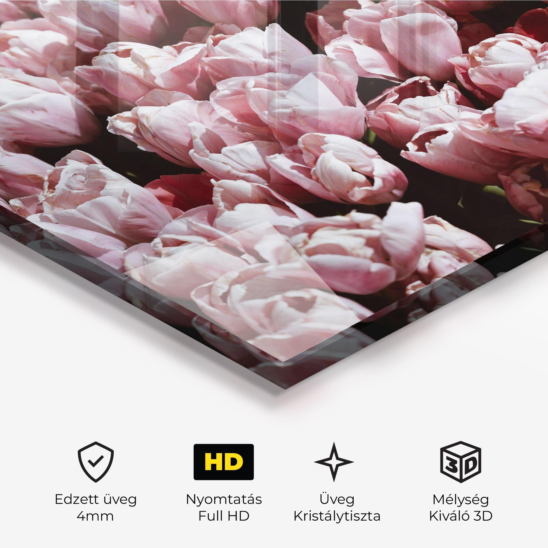 Üvegkép Pastel Pink Tulips Wall mockup 3