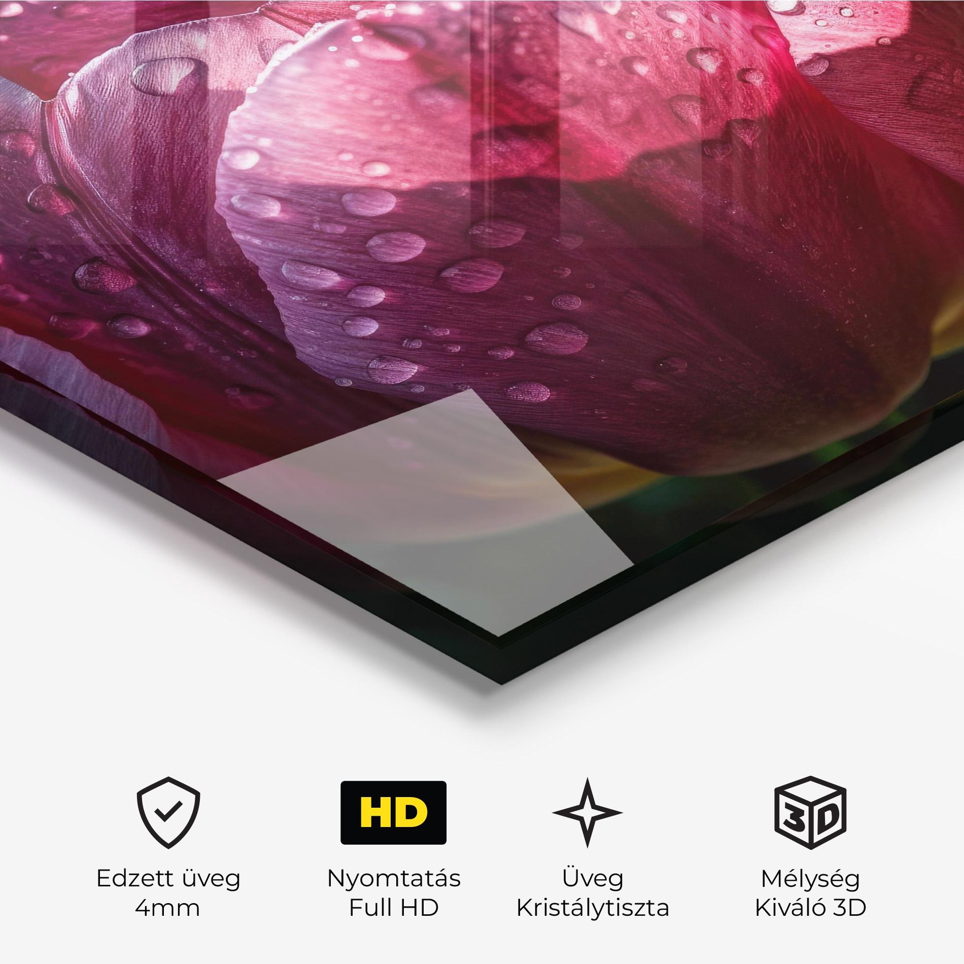 Üvegkép Pink Tulip After Rain mockup 3