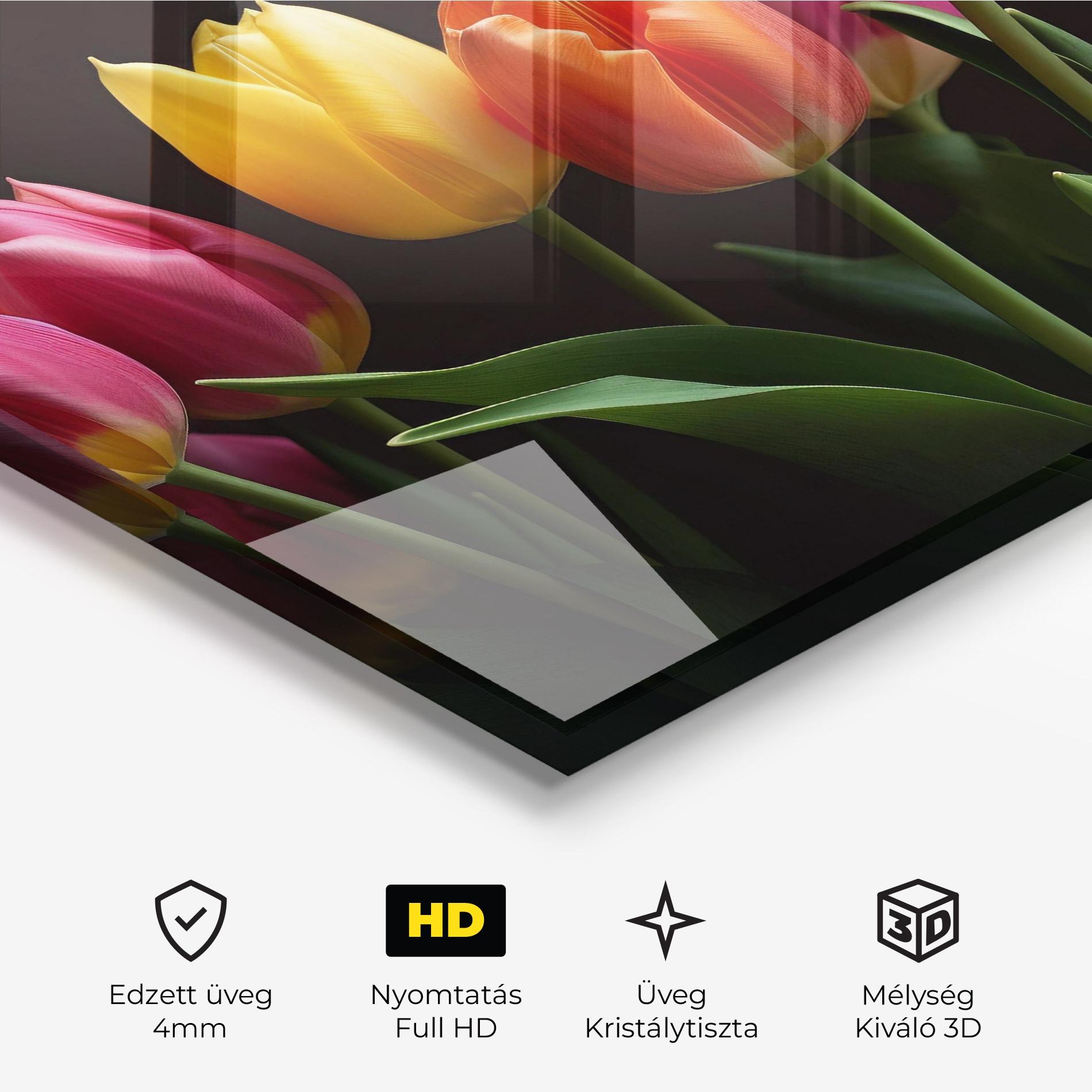Üvegkép Purple Yellow Tulips mockup 3
