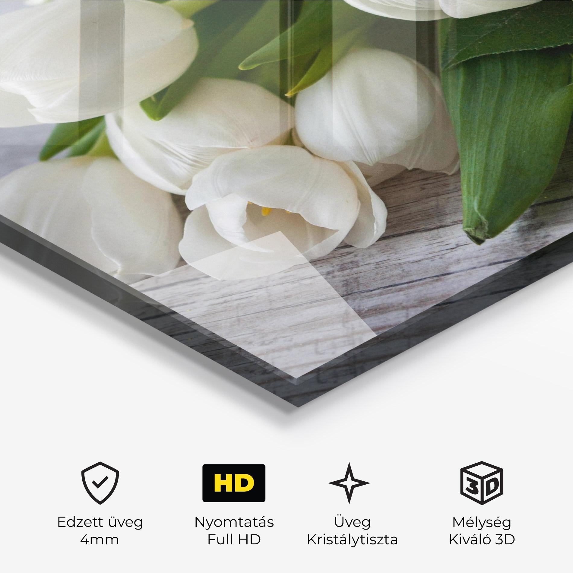Üvegkép White Tulips Bouquet mockup 3