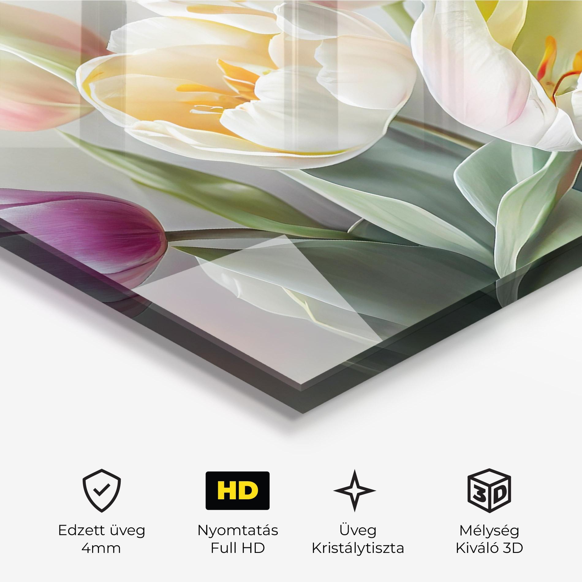 Üvegkép White Tulips Painting mockup 3