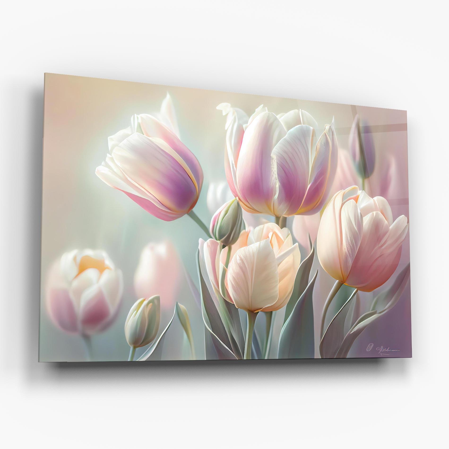 Üvegkép Dreamy White Tulips mockup 6