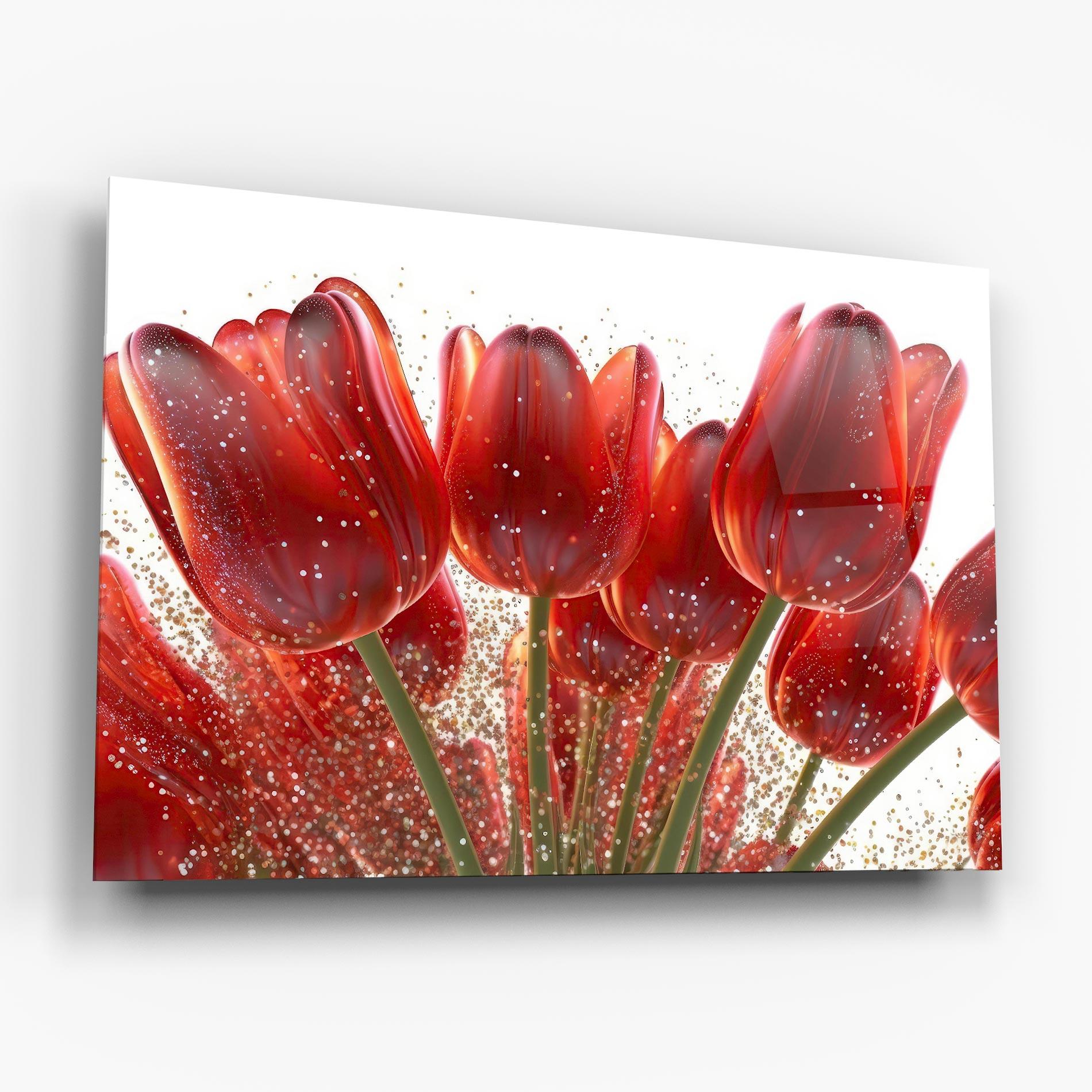 Üvegkép Glitter Red Tulips mockup 6