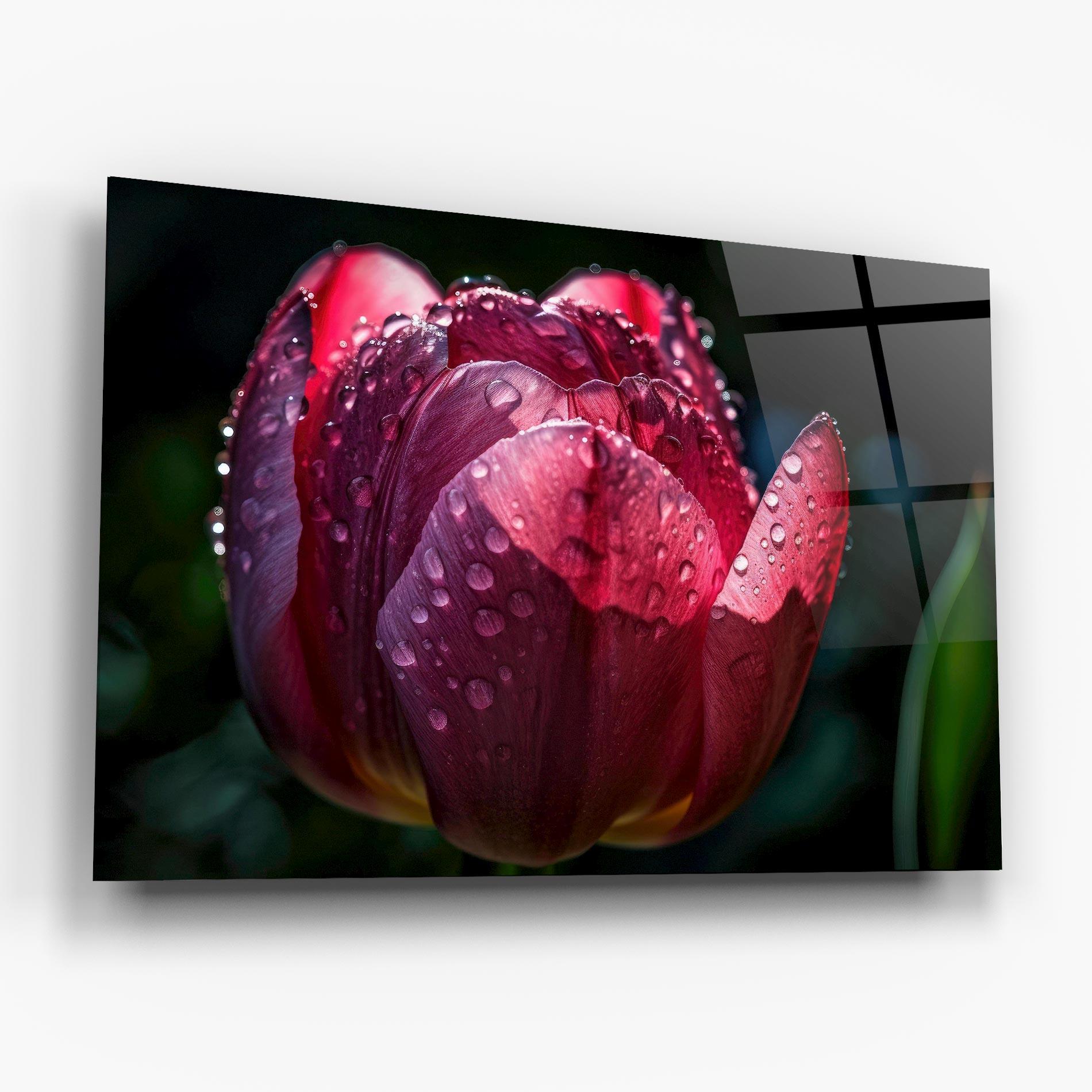 Üvegkép Pink Tulip After Rain mockup 6