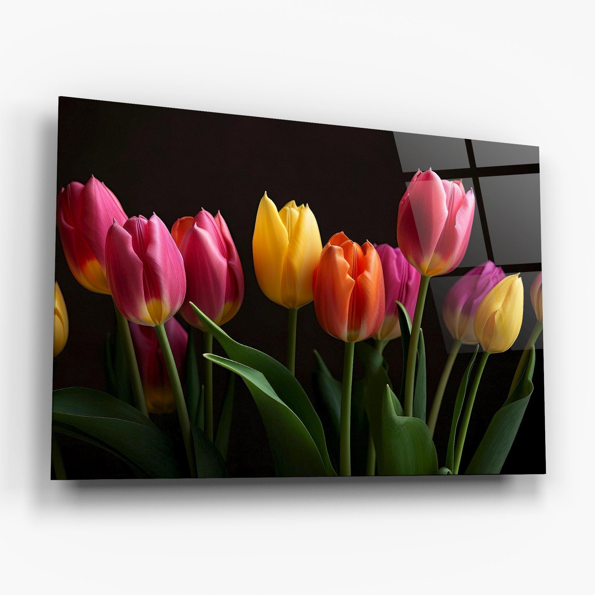 Üvegkép Purple Yellow Tulips mockup 6