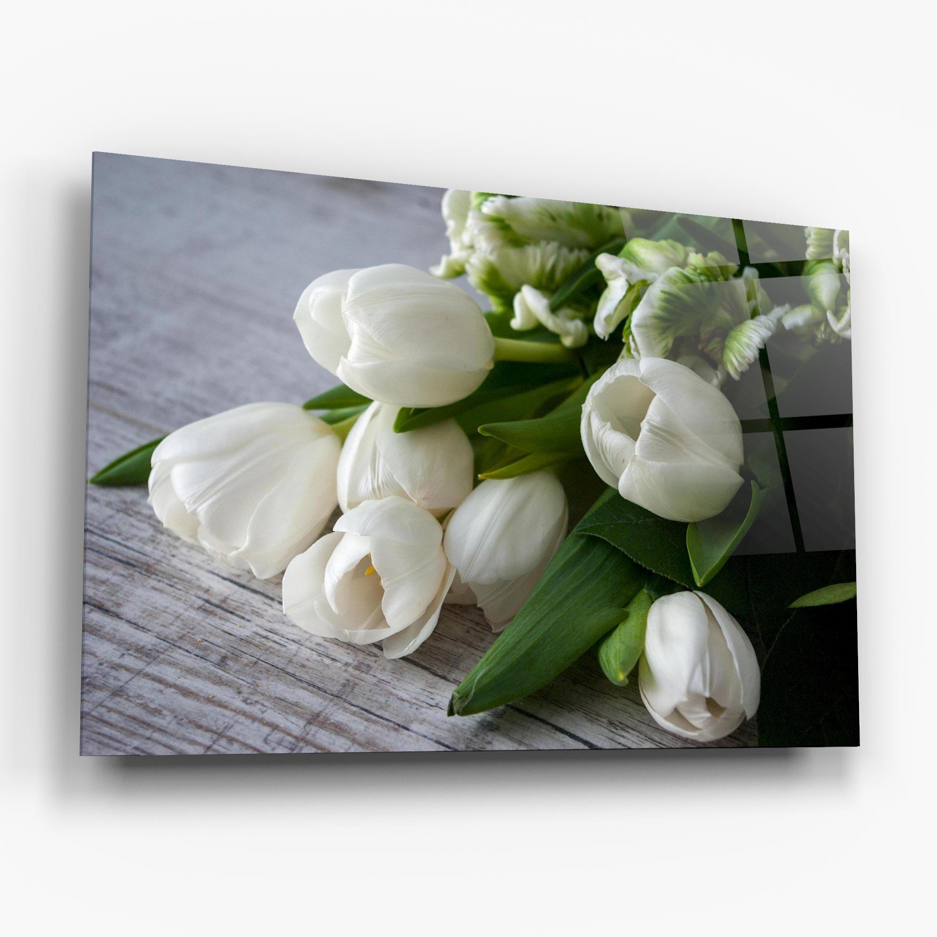 Üvegkép White Tulips Bouquet mockup 6