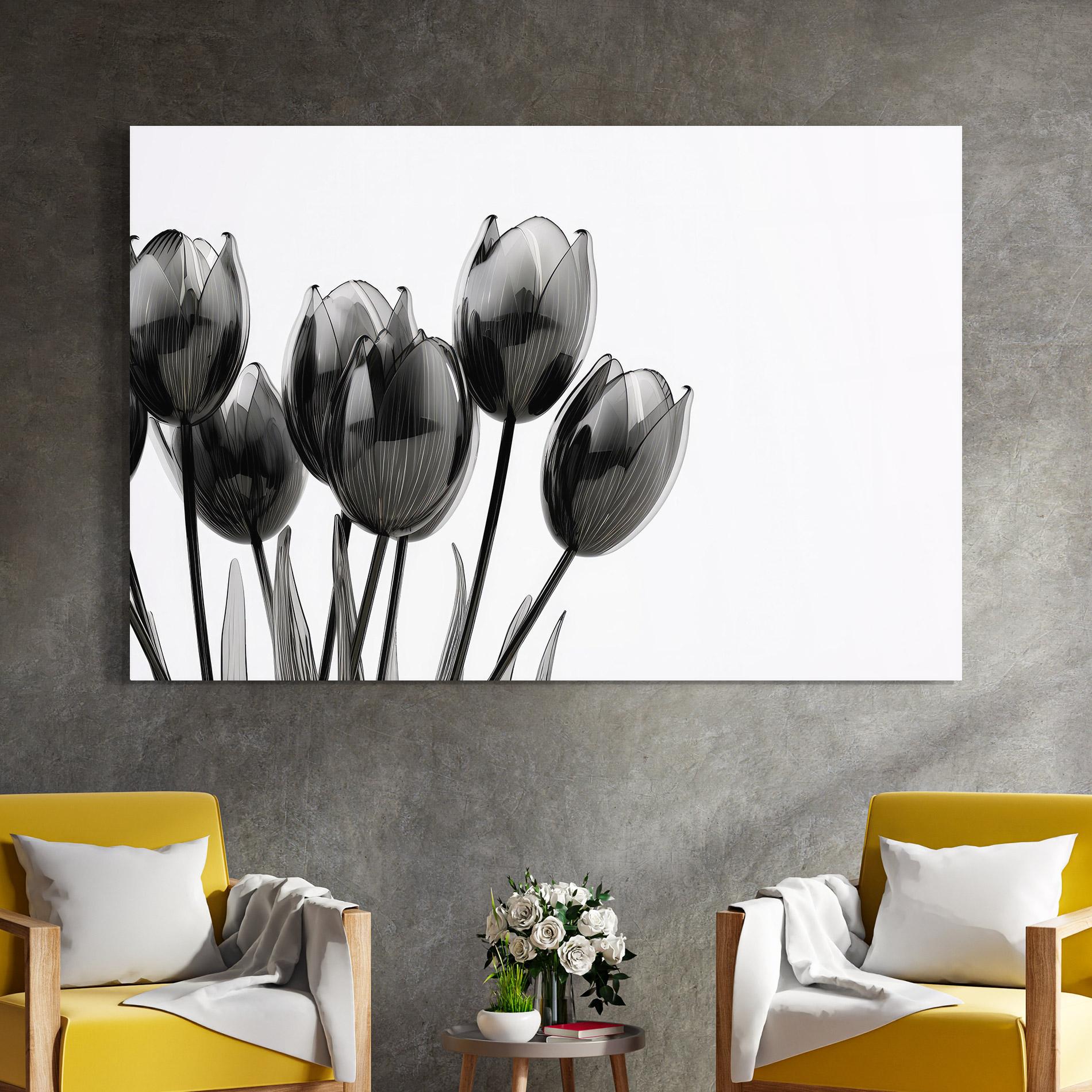Üvegkép Black Glass Tulips mockup 4
