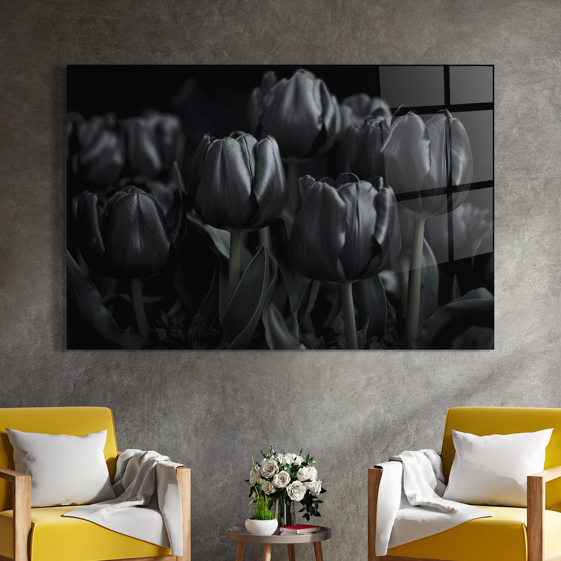 Üvegkép Black Tulips mockup 4