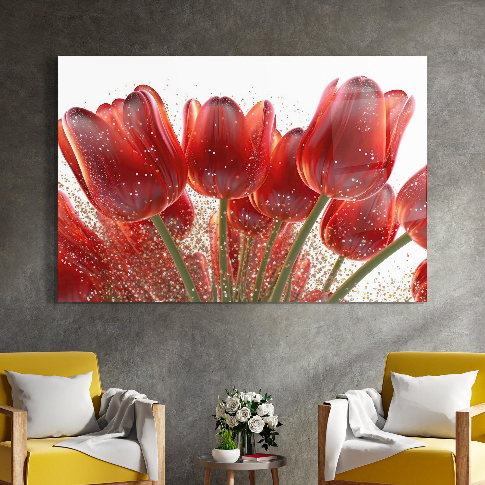 Üvegkép Glitter Red Tulips mockup 4