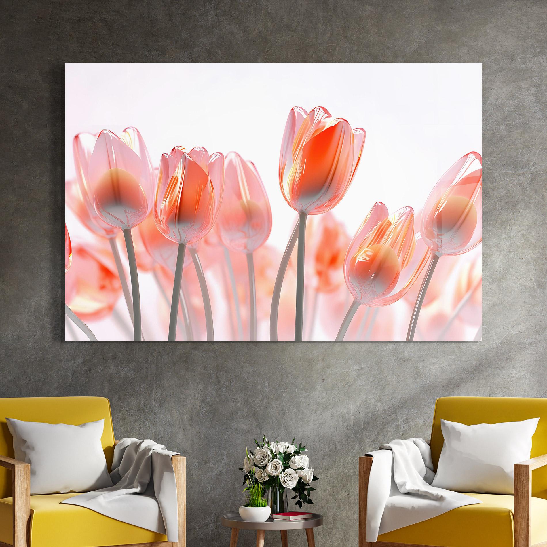 Üvegkép Orange Glass Tulips mockup 4