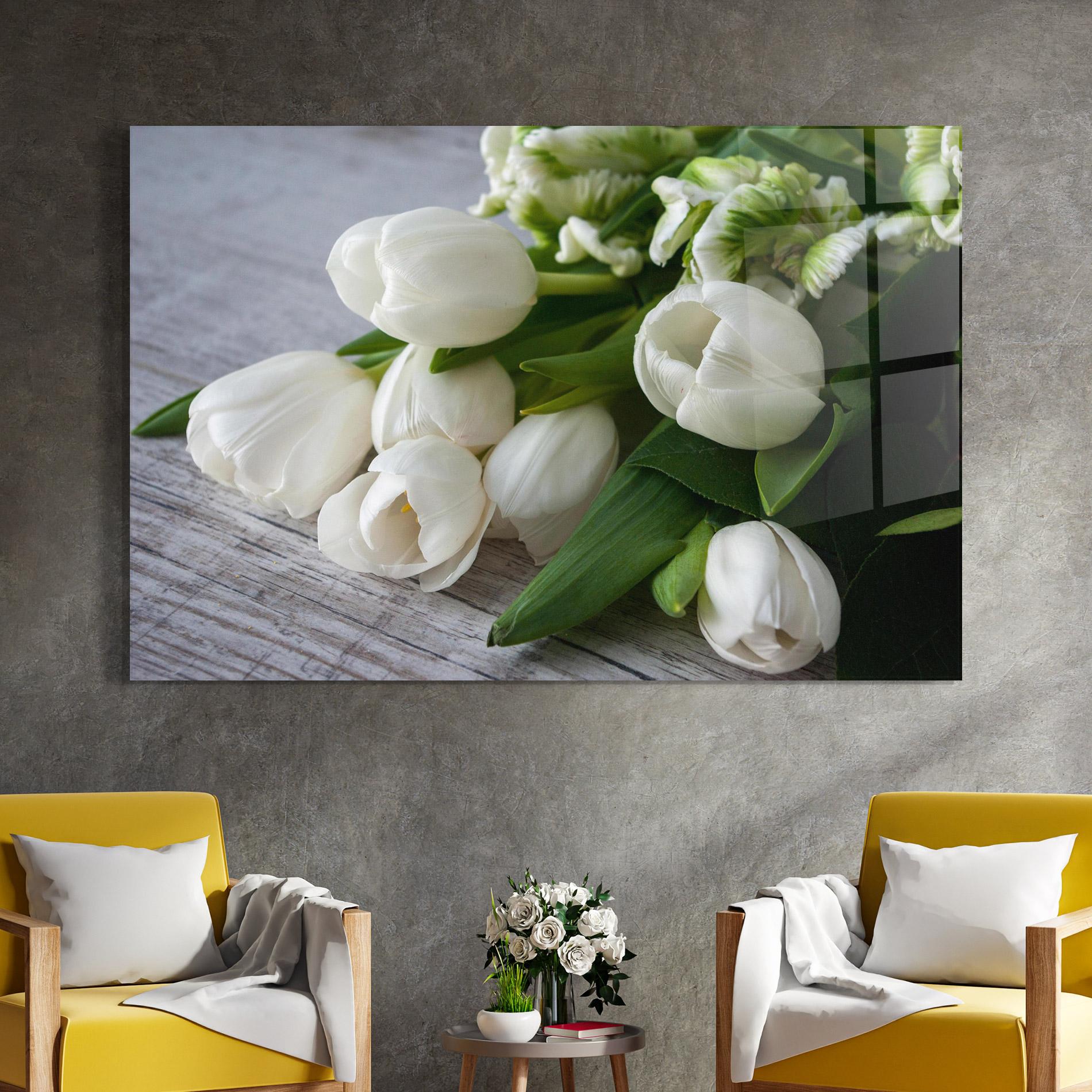 Üvegkép White Tulips Bouquet mockup 4