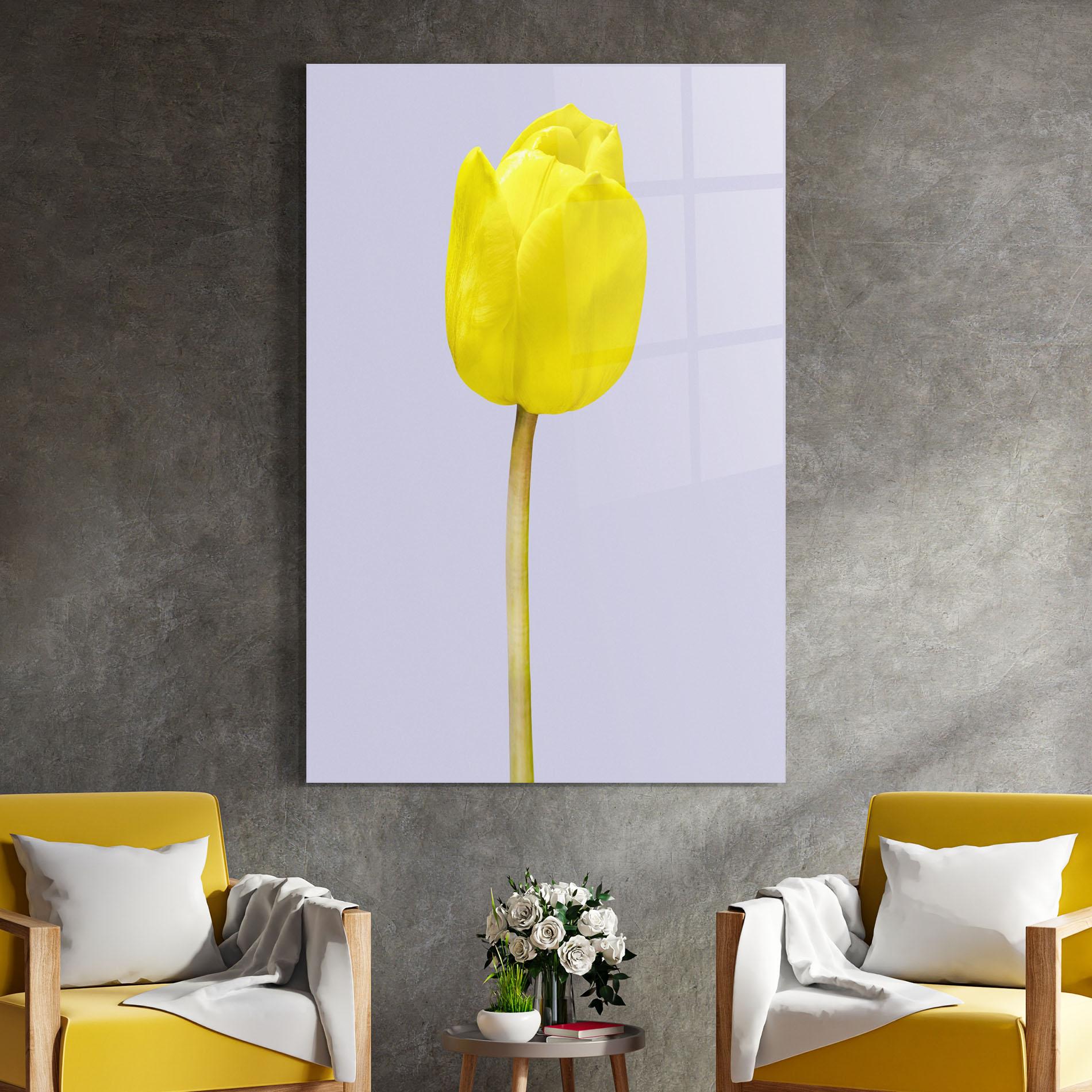 Üvegkép One Yellow Tulip mockup 4